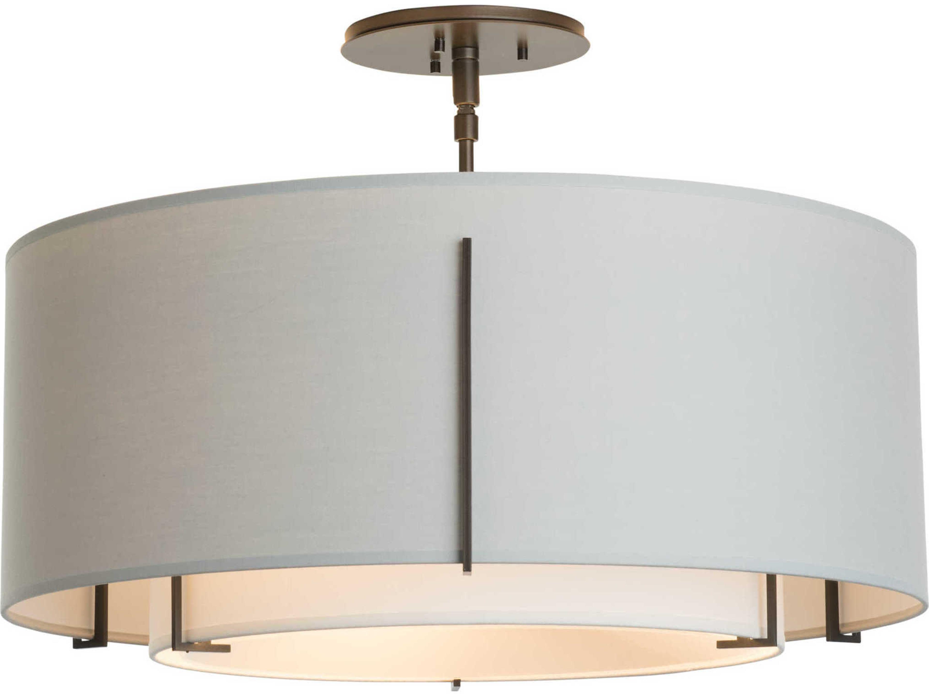 Hubbardton Forge Exos 3-Light Glass Drum Tiered Semi Flush Mount