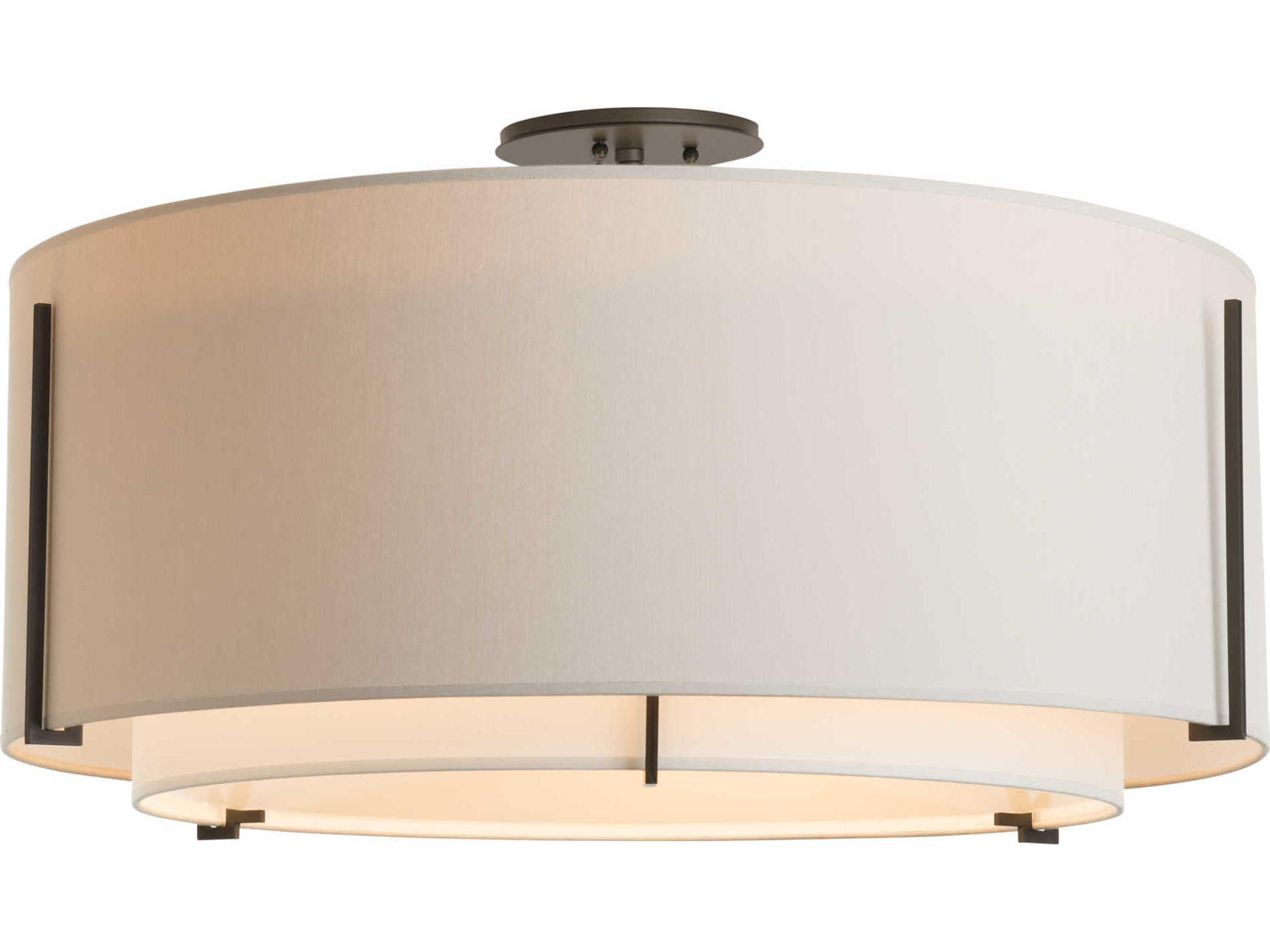 Hubbardton Forge Exos 3-Light Glass Drum Tiered Semi Flush Mount