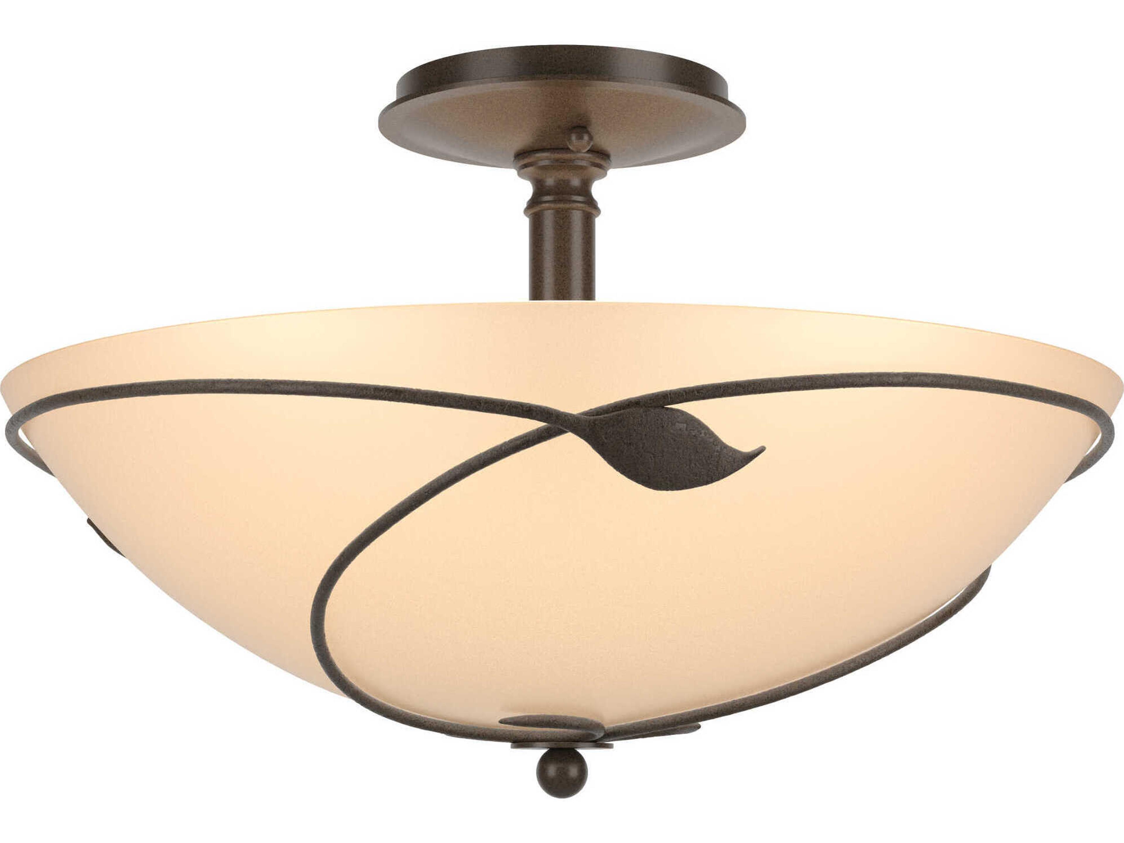Hubbardton Forge Leaf 3-Light Glass Bowl Semi Flush Mount