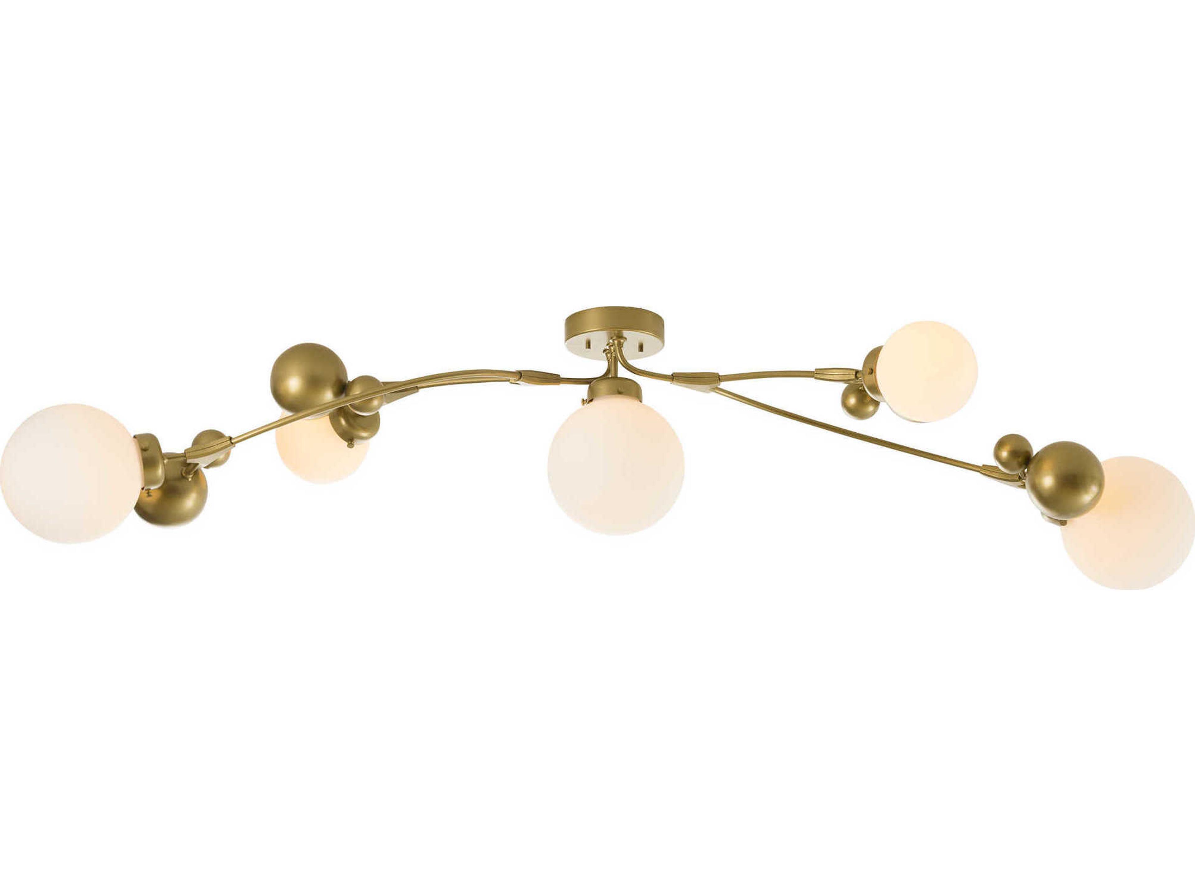 Hubbardton Forge Sprig 5-Light Glass Globe Linear Semi Flush Mount