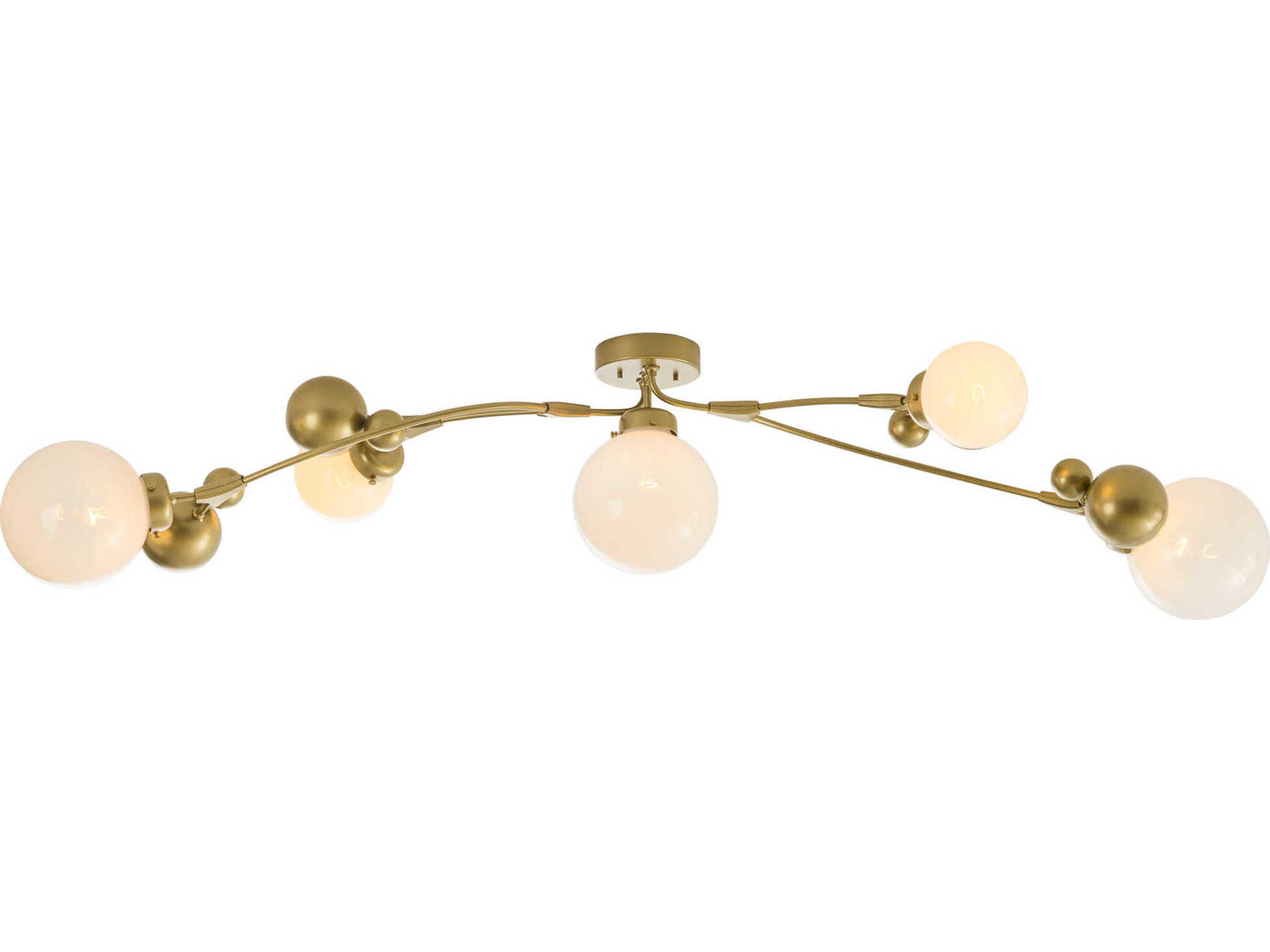 Hubbardton Forge Sprig 5-Light Glass Globe Linear Semi Flush Mount