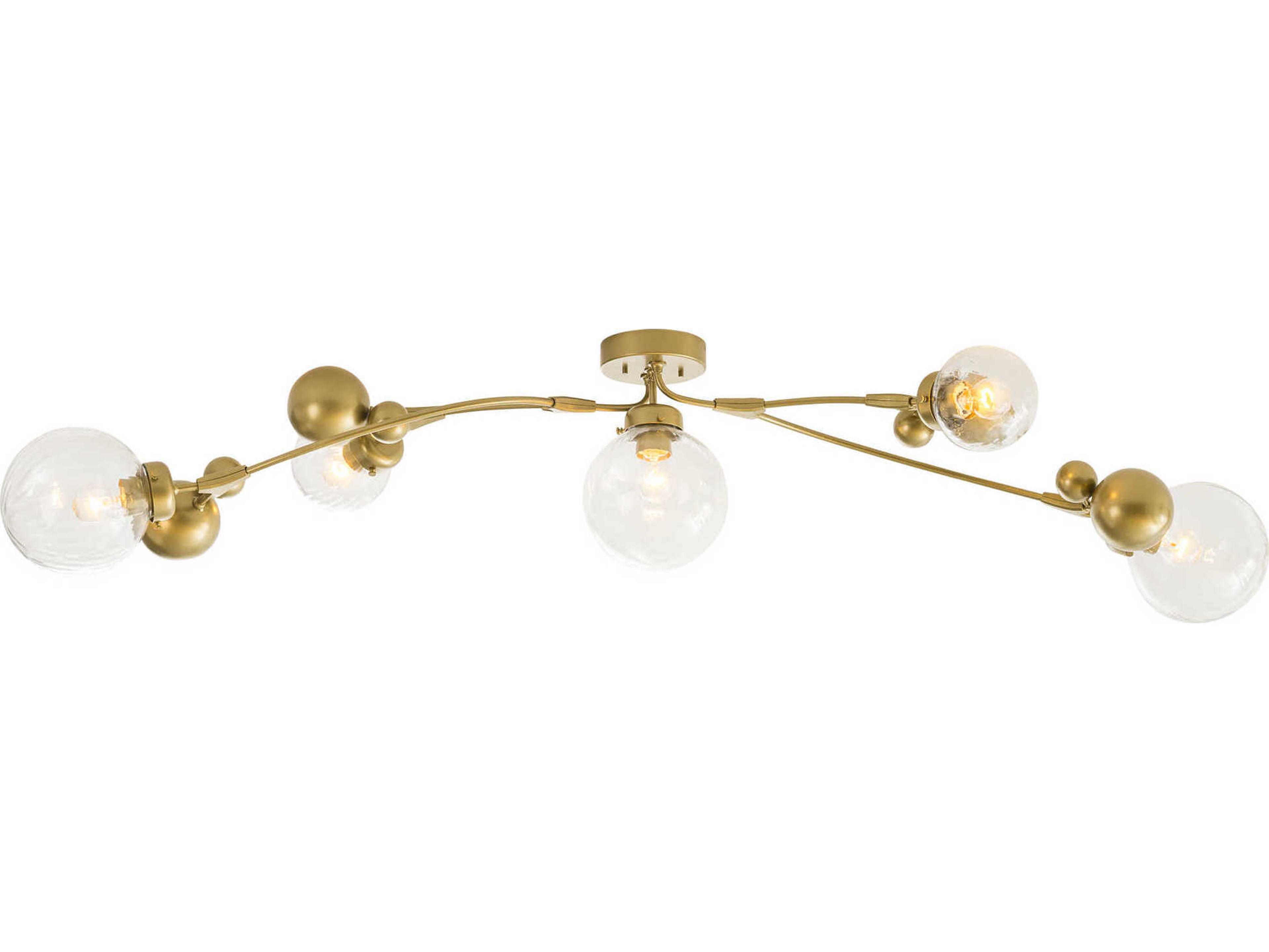 Hubbardton Forge Sprig 5-Light Glass Globe Linear Semi Flush Mount