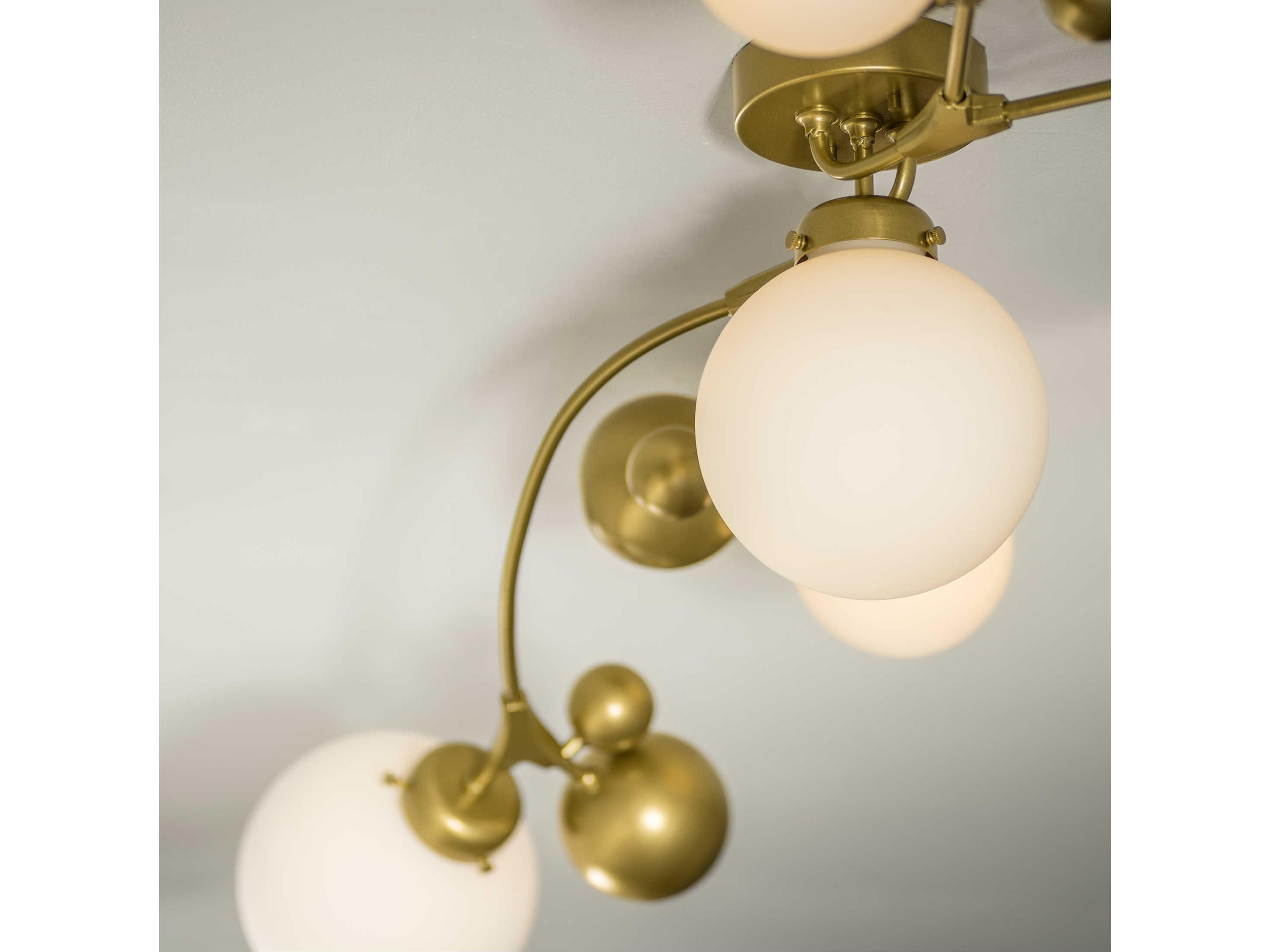 Hubbardton Forge Sprig 5-Light Glass Globe Linear Semi Flush Mount