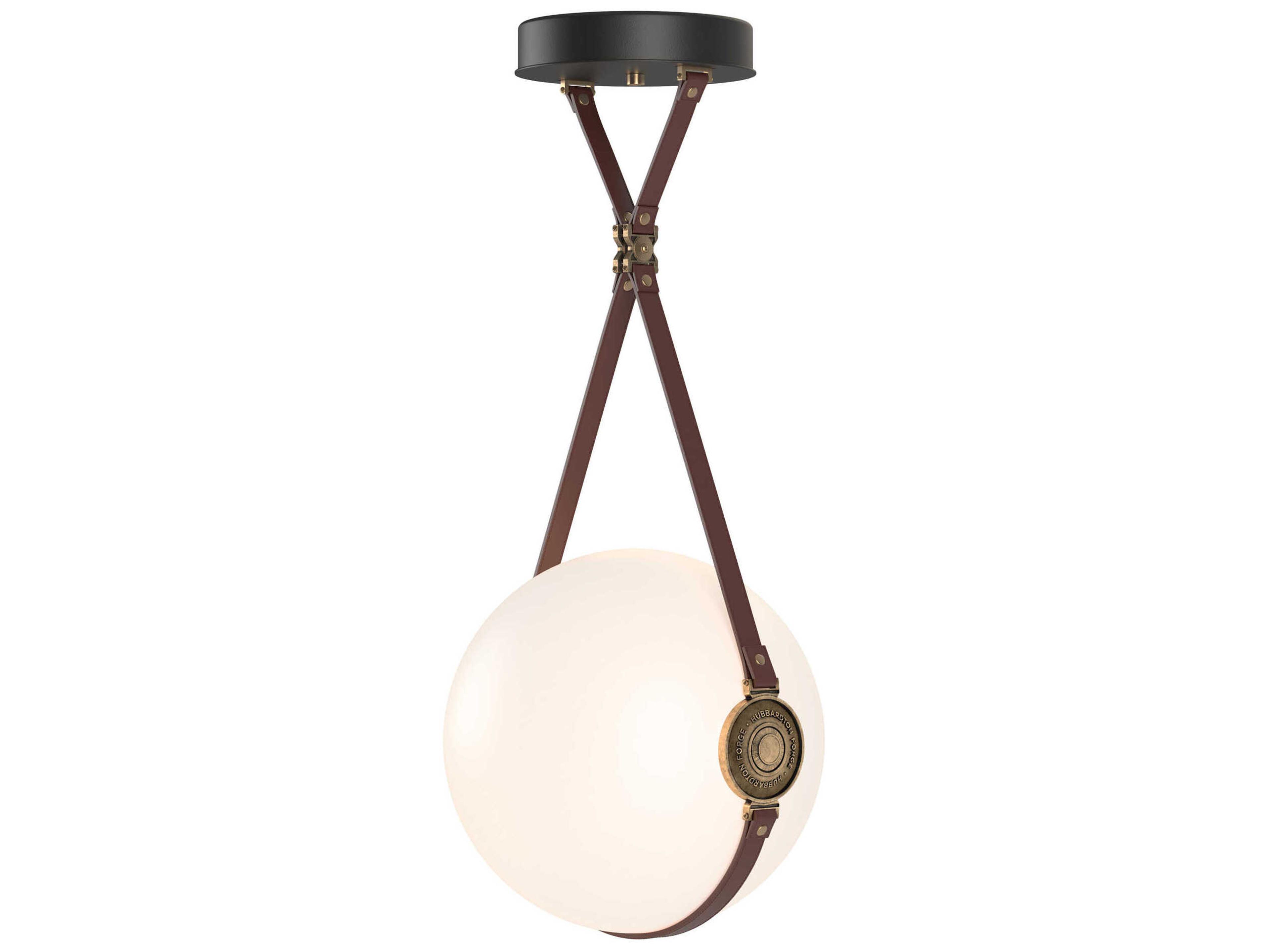 Derby Large LED Pendant with Leather and Glass