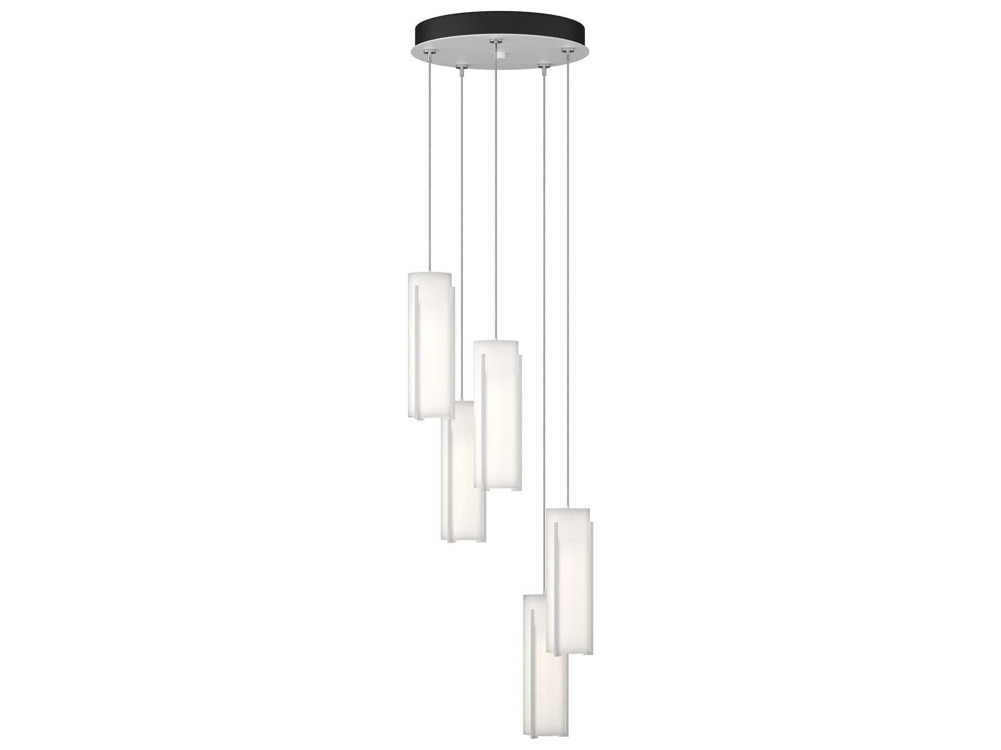 Exos Glass 5-Light Pendant Modern Multi Drop Ceiling Light