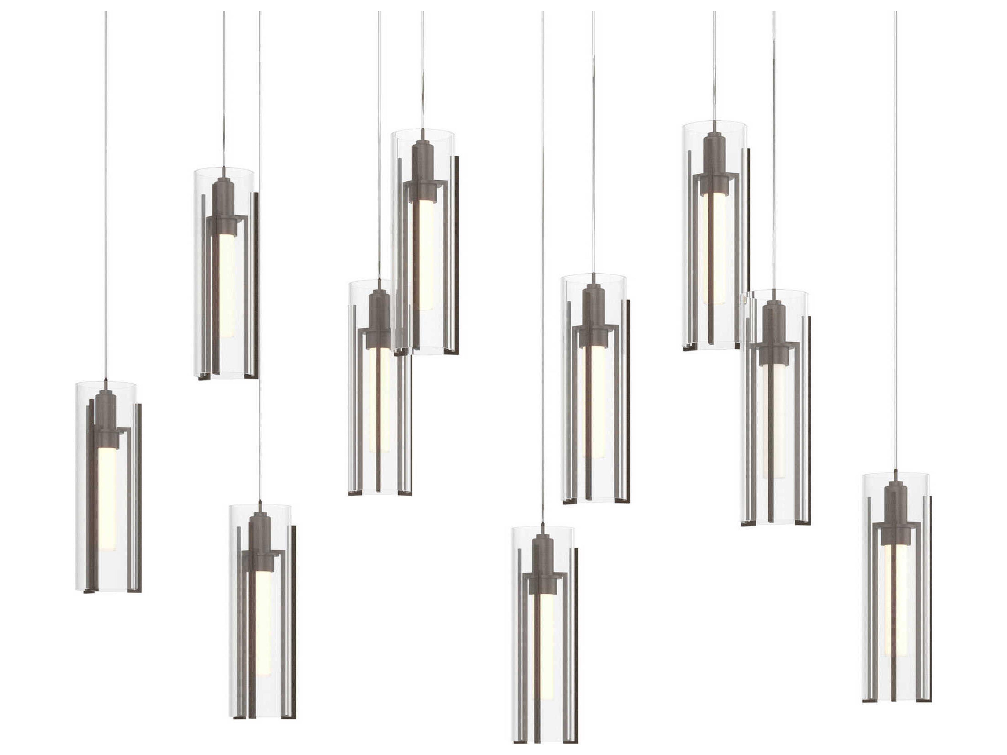 Hubbardton Forge Exos 10-Light Glass Cylinder Linear Island Pendant