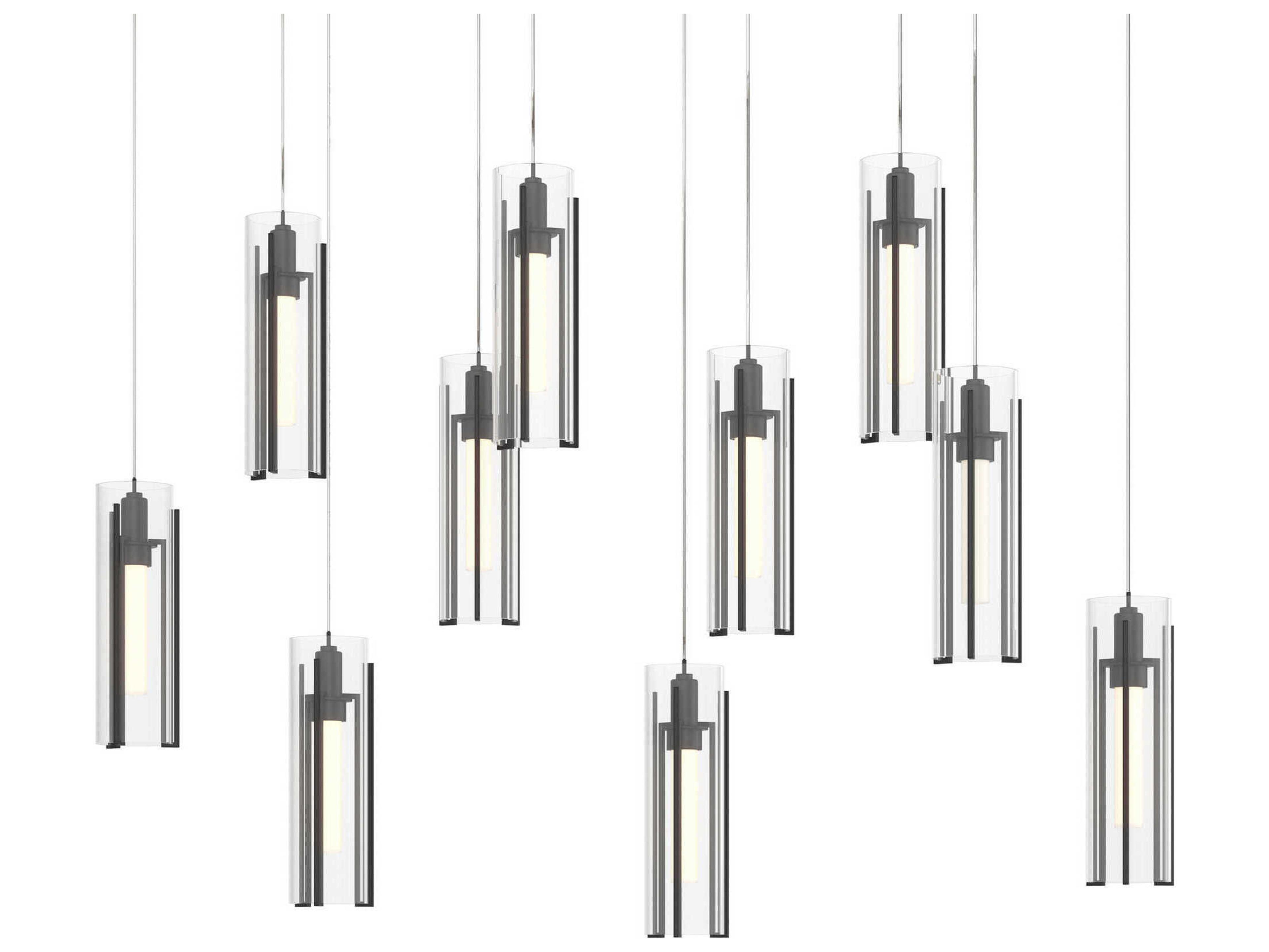 Hubbardton Forge Exos 10-Light Glass Cylinder Linear Island Pendant