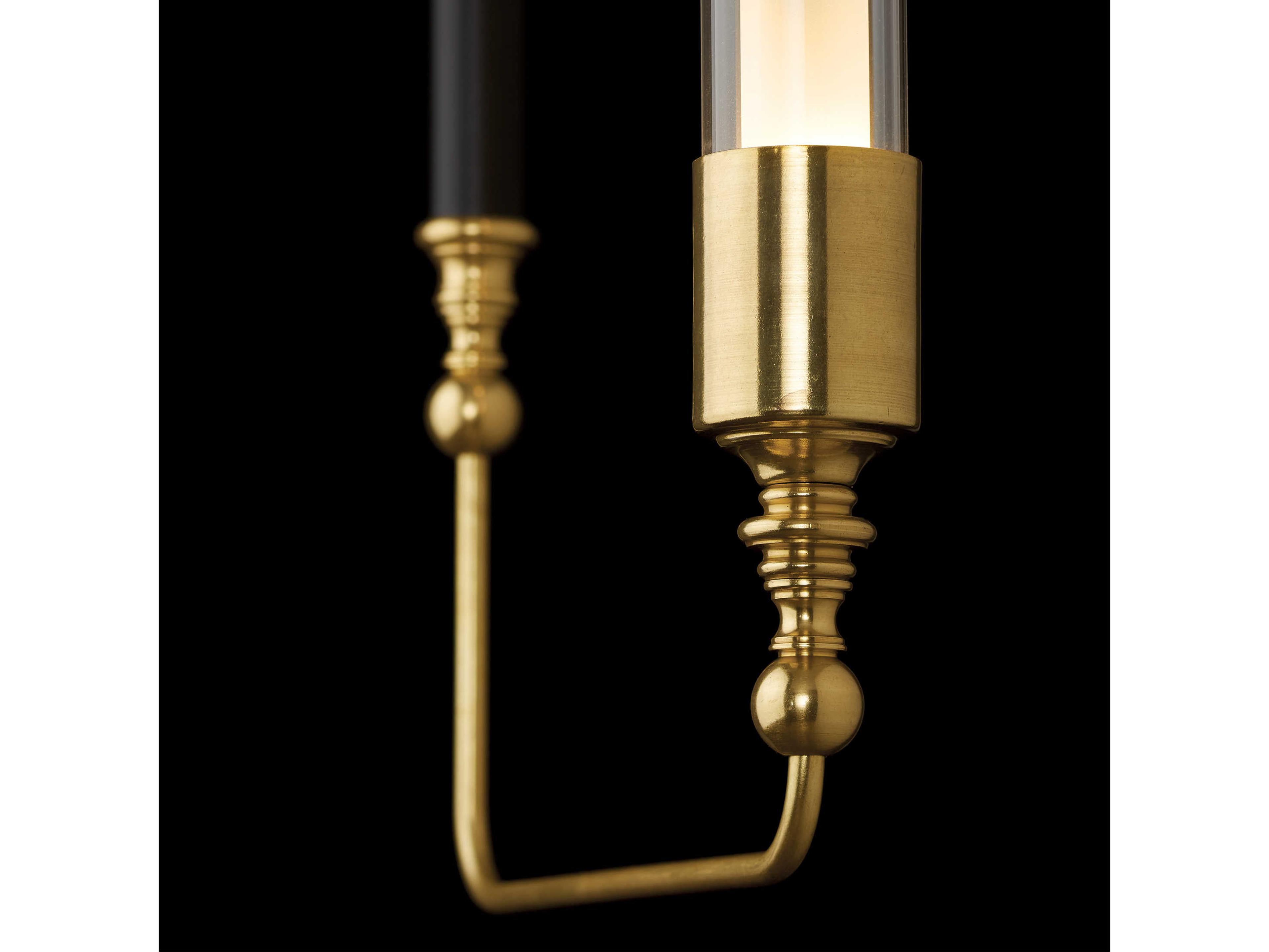 Hubbardton Forge Otto 2-Light Brass Black Glass Cylinder Mini Pendant