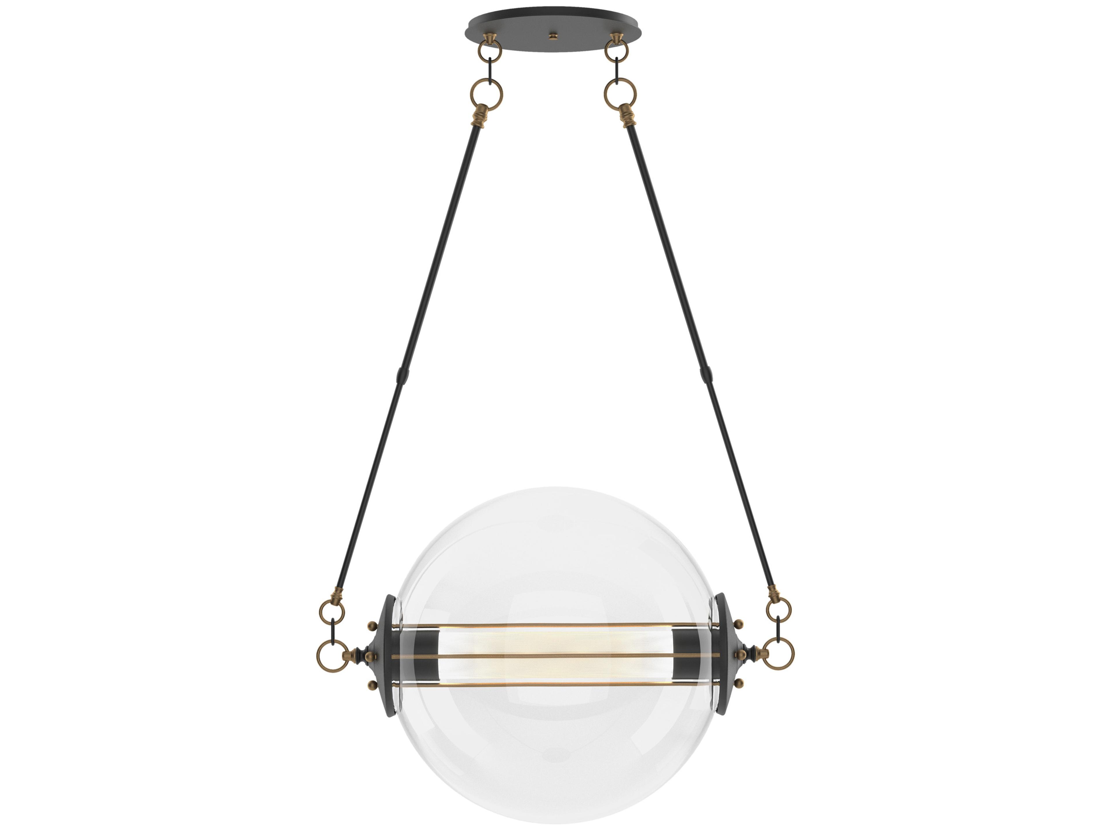 Hubbardton Forge Otto 2-Light Brass Black Glass Globe Pendant