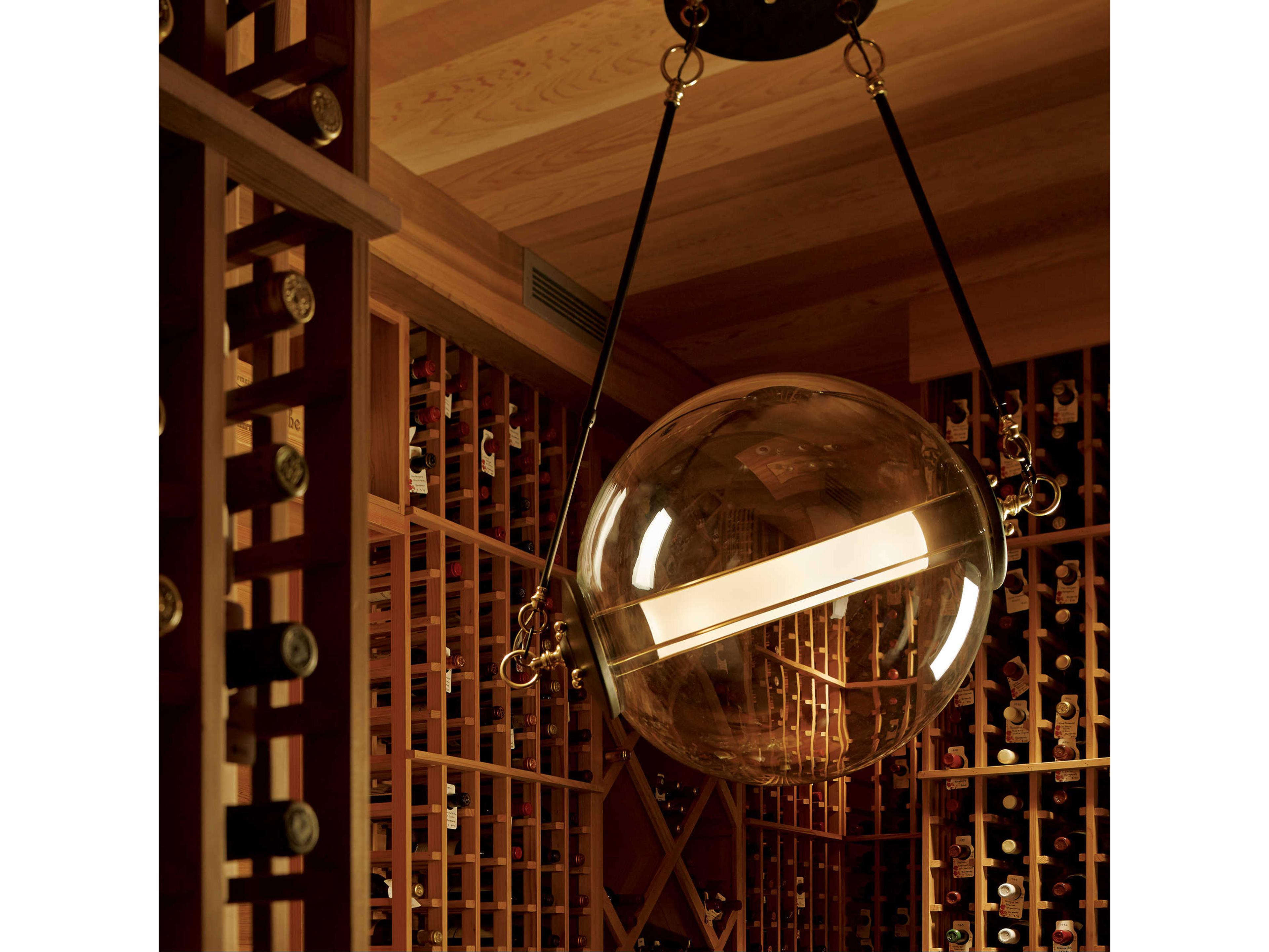 Hubbardton Forge Otto 2-Light Brass Black Glass Globe Pendant