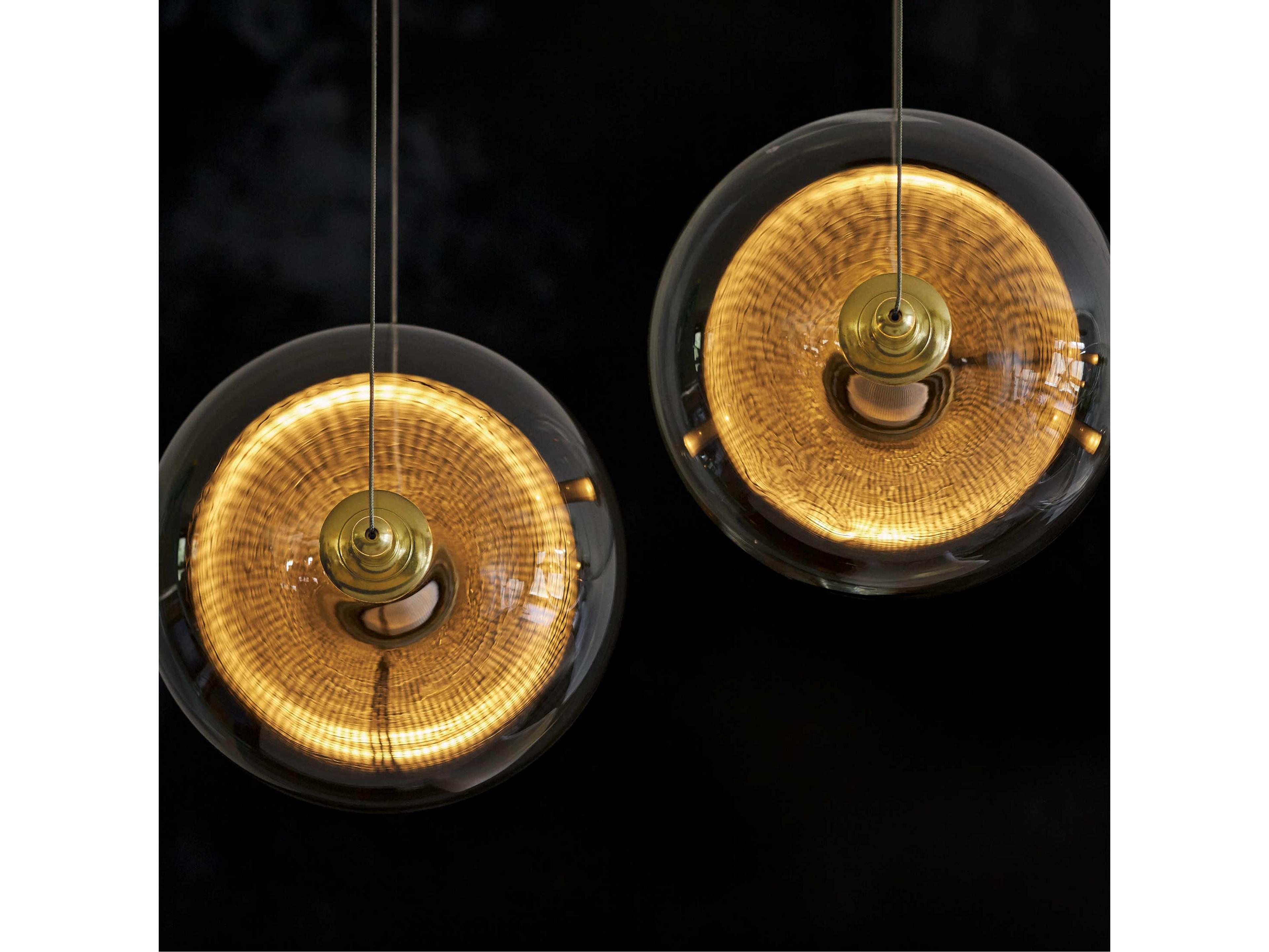 Hubbardton Forge Otto 10-Light Brass Black Glass LED Globe Linear Island Pendant