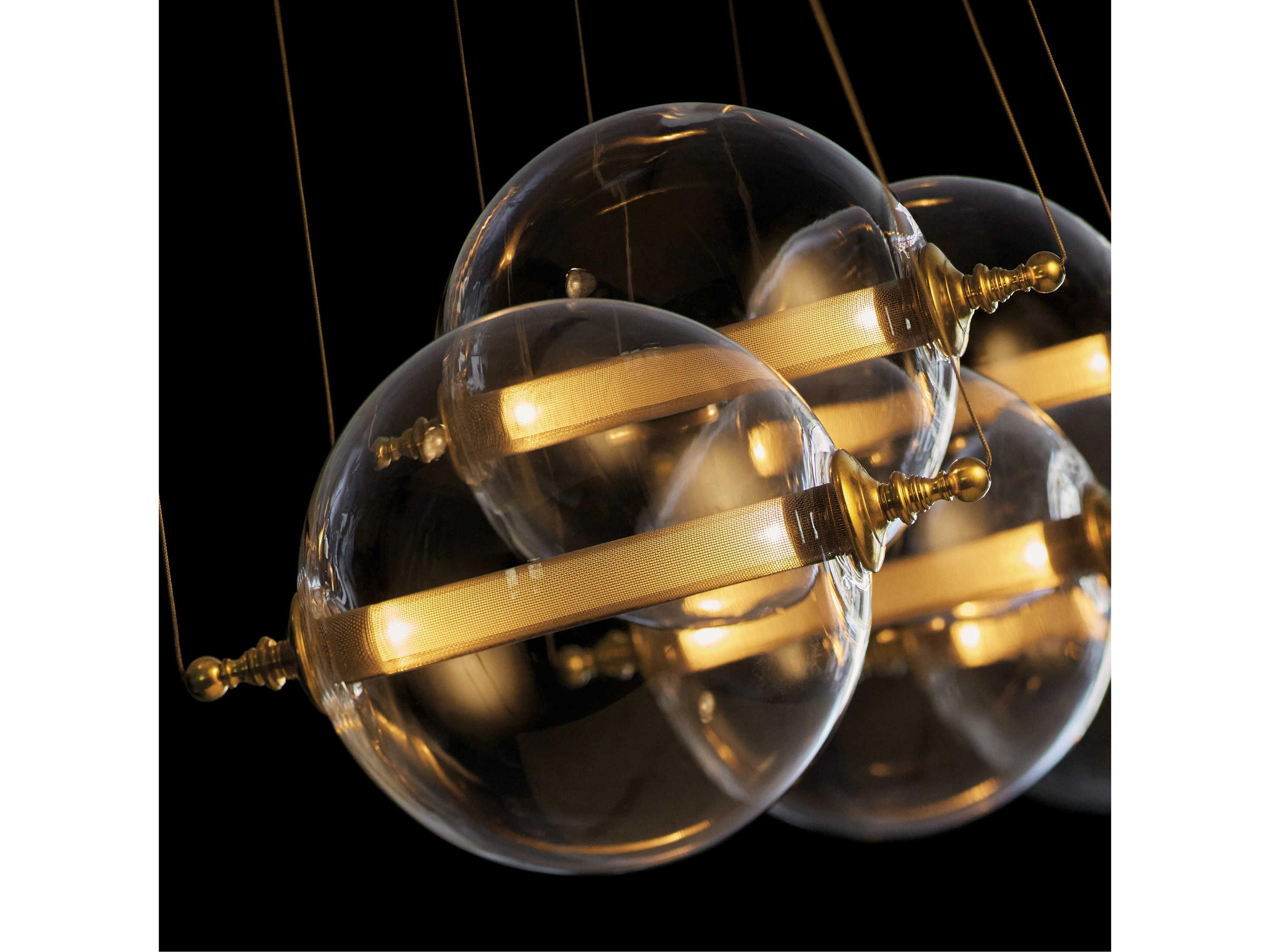Hubbardton Forge Otto 10-Light Brass Black Glass LED Globe Linear Island Pendant