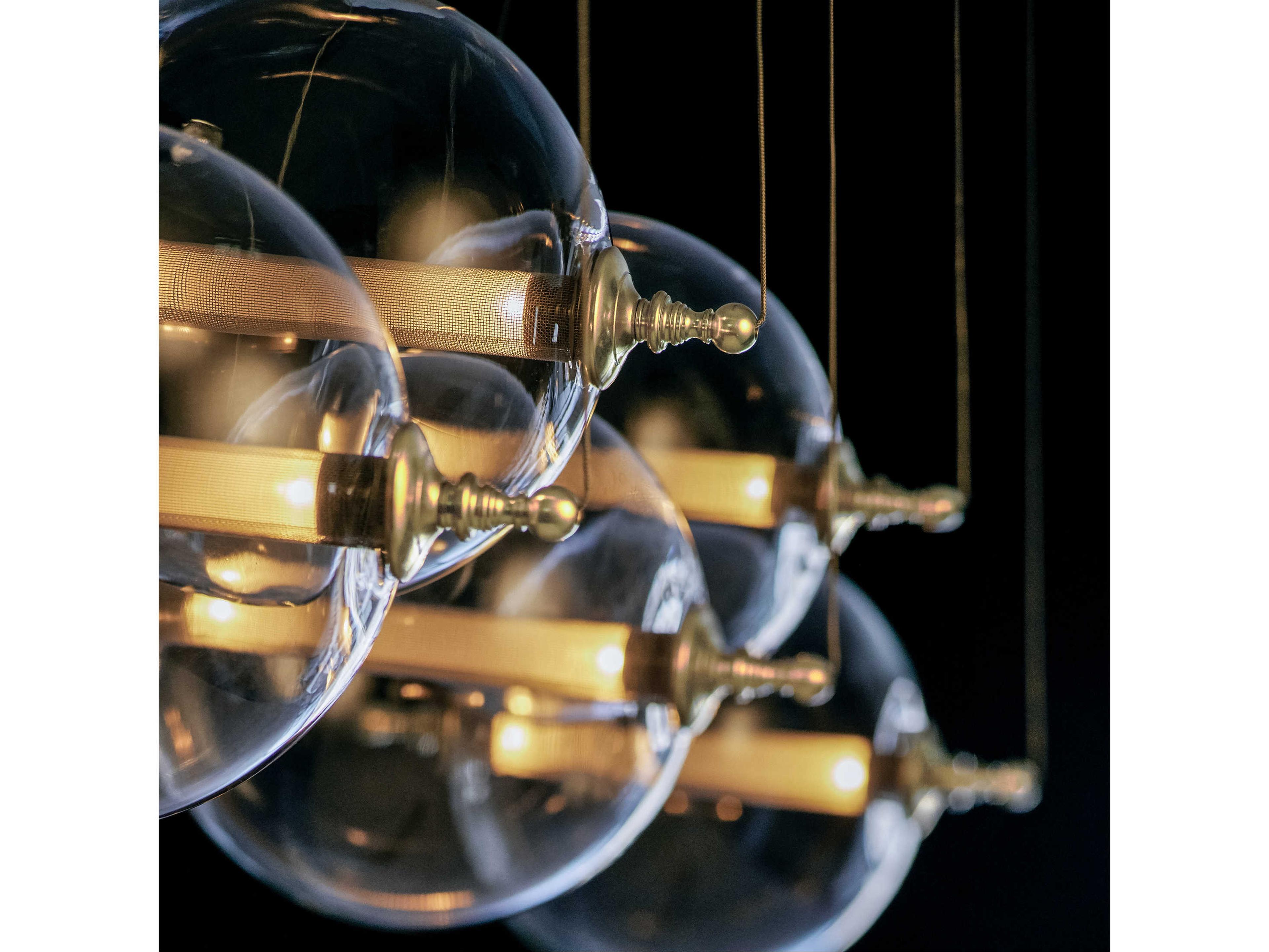 Hubbardton Forge Otto 10-Light Brass Black Glass LED Globe Linear Island Pendant