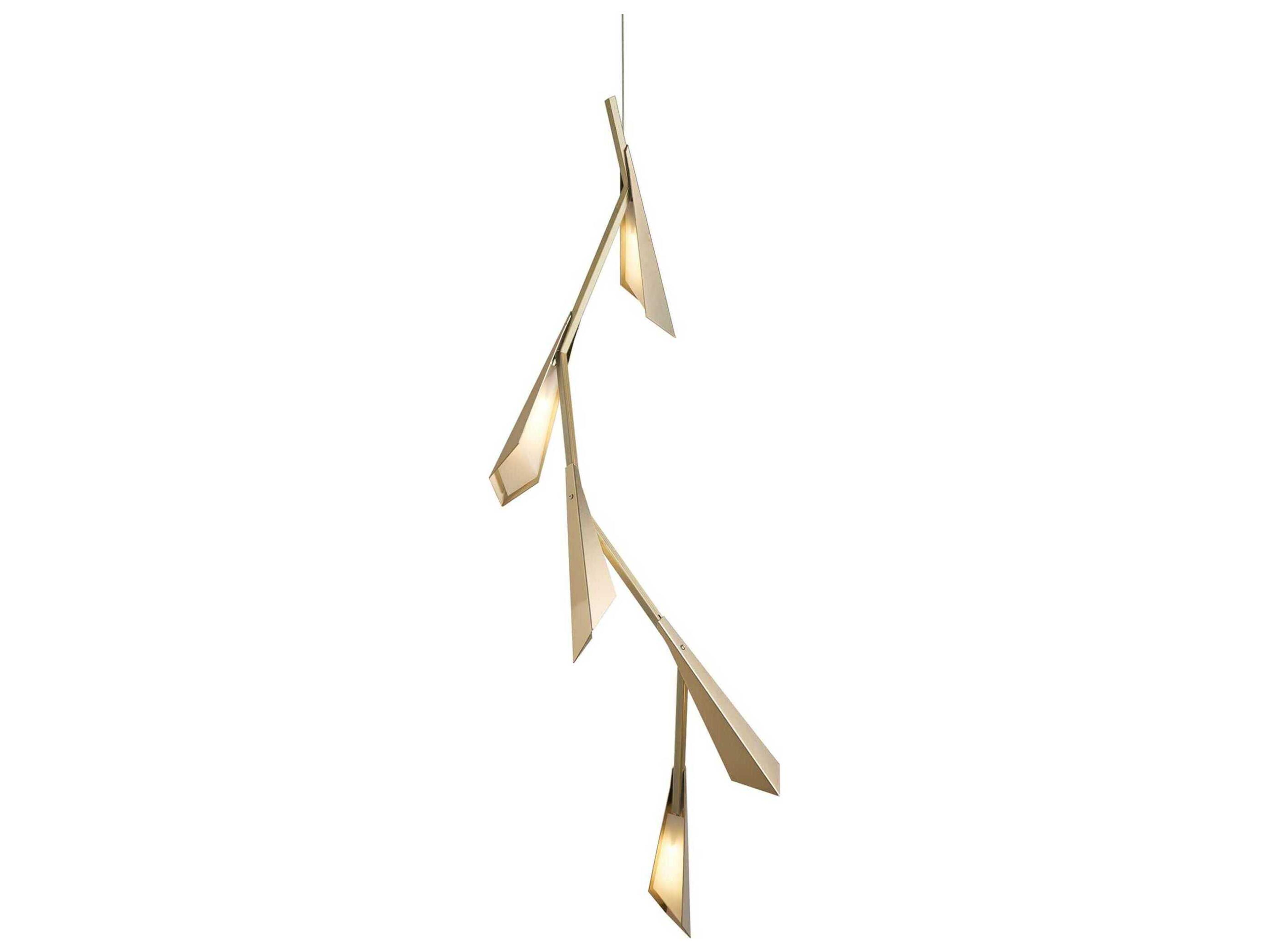 Hubbardton Forge Quill 1-Light Brass LED Geometric Linear Pendant