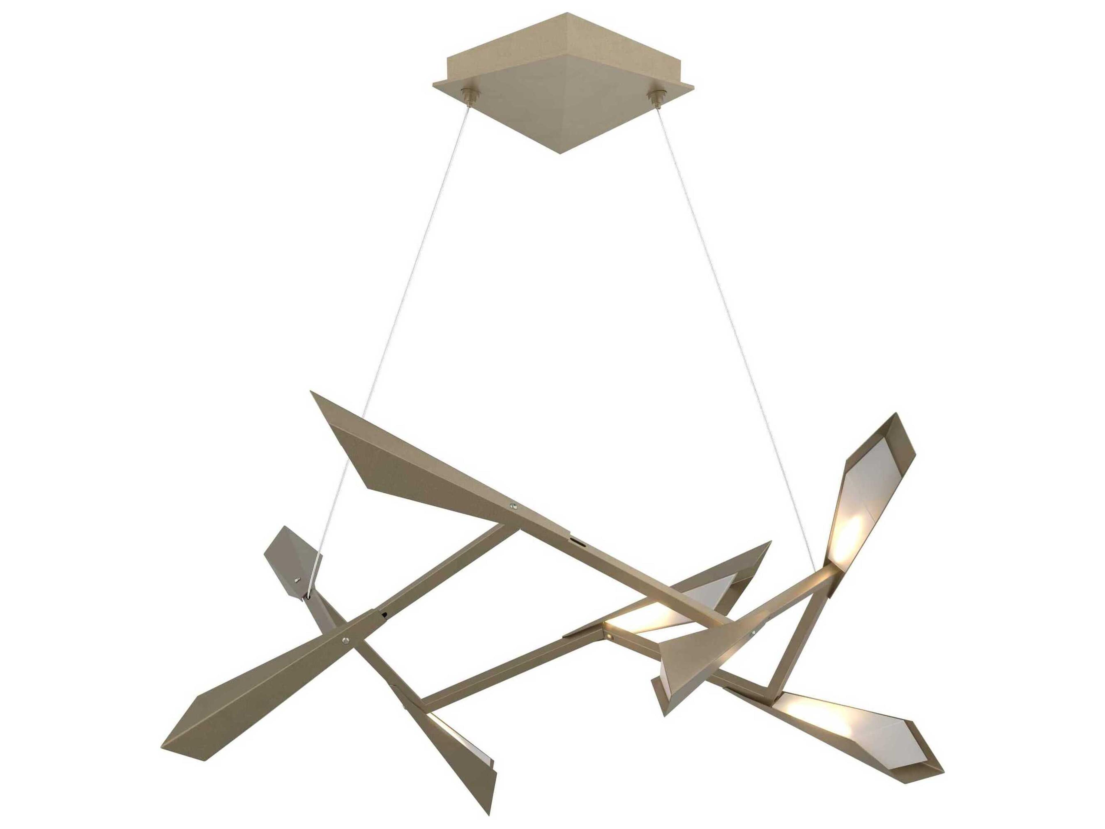 Hubbardton Forge Quill 1-Light Brass LED Geometric Linear Pendant