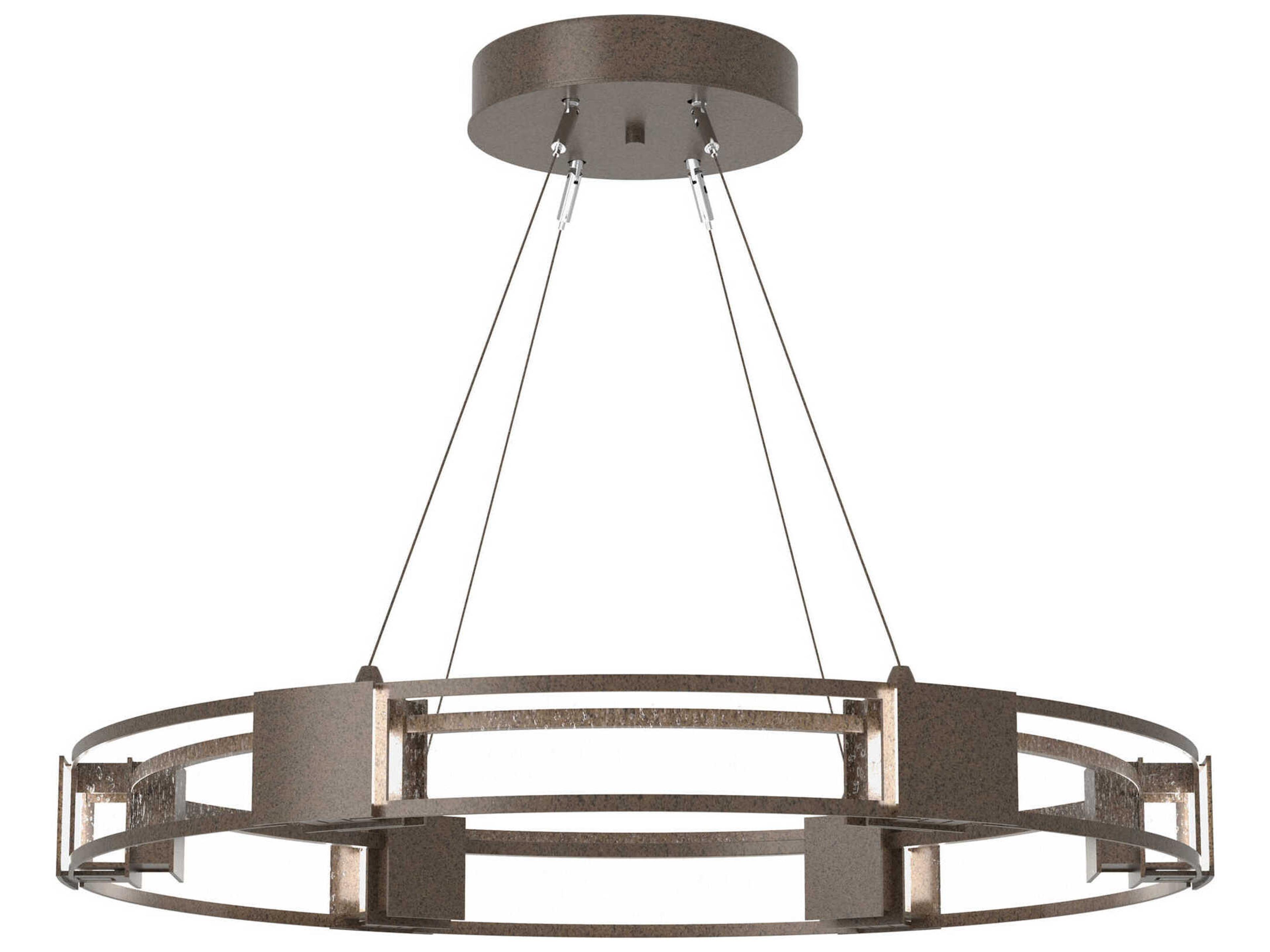 Hubbardton Forge Aura 6-Light Silver Glass Round Pendant