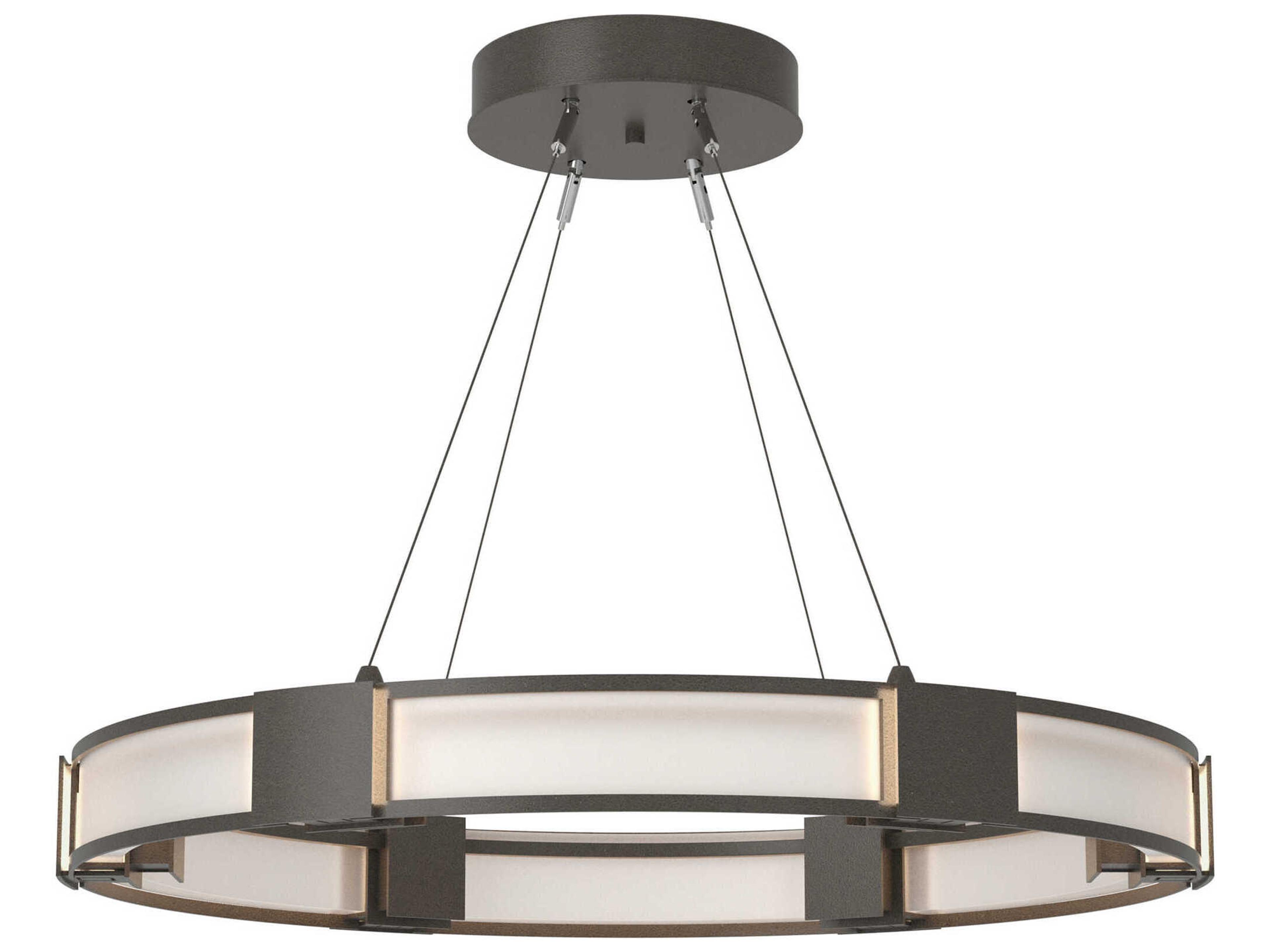 Hubbardton Forge Aura 6-Light Silver Glass Round Pendant
