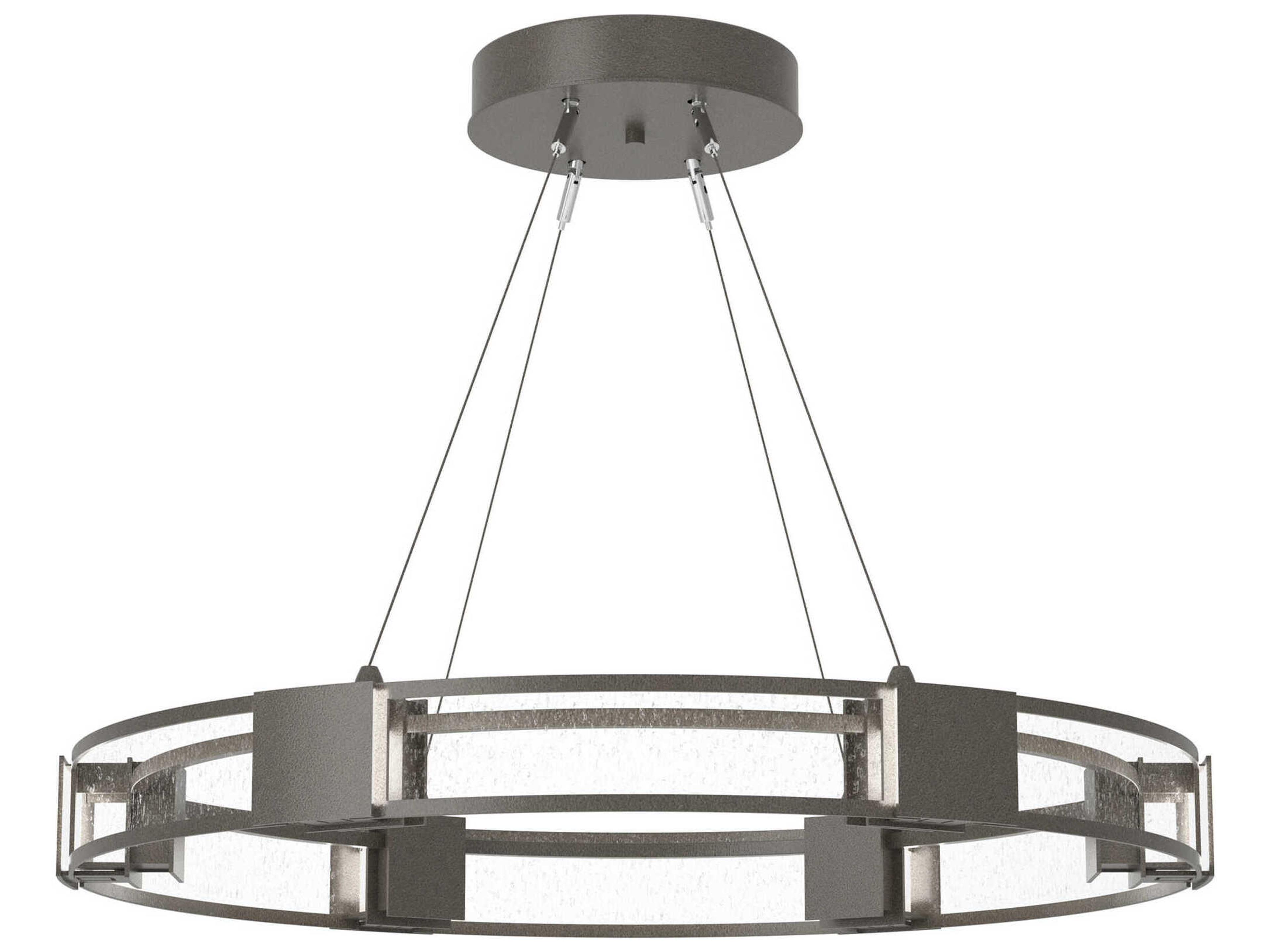 Hubbardton Forge Aura 6-Light Silver Glass Round Pendant