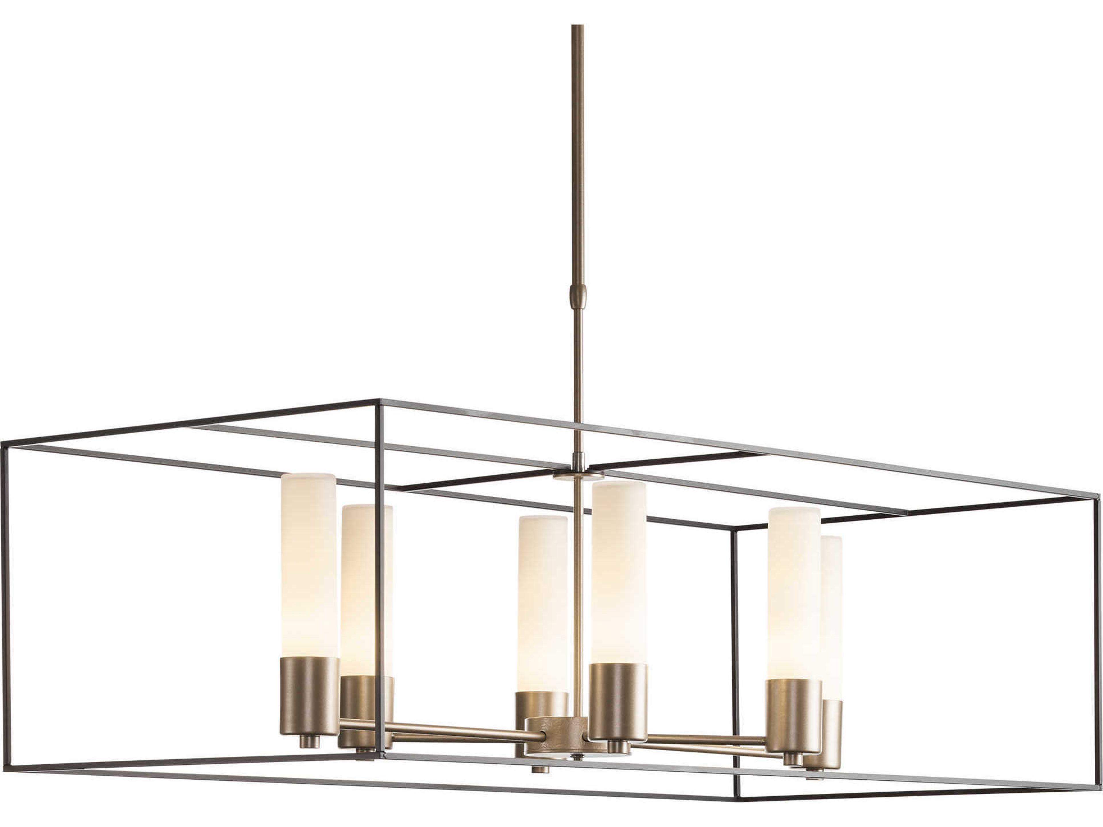Hubbardton Forge Portico 6-Light Glass Cylinder Linear Island Pendant