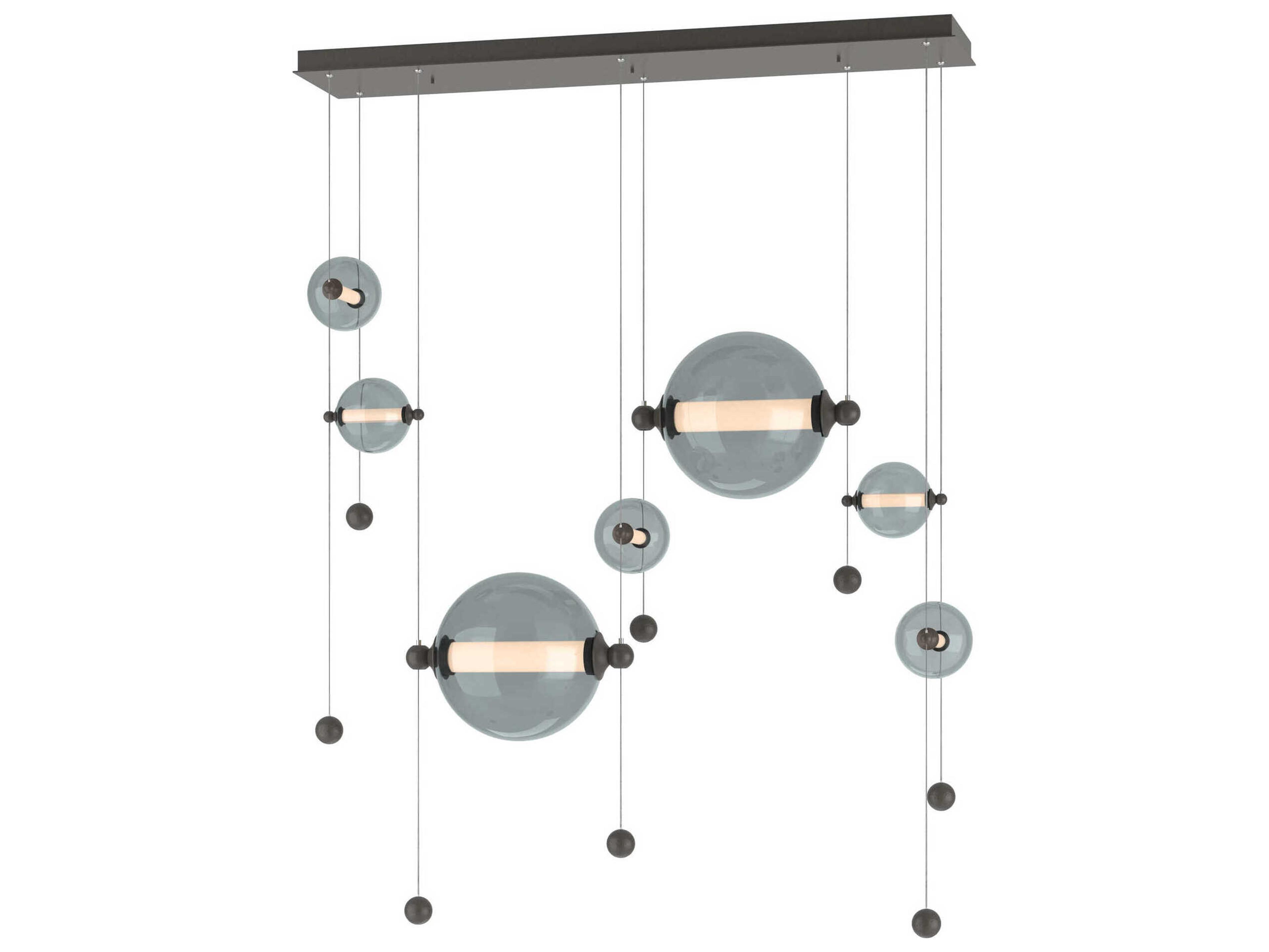 Hubbardton Forge Abacus 7-Light Glass LED Globe Linear Island Pendant