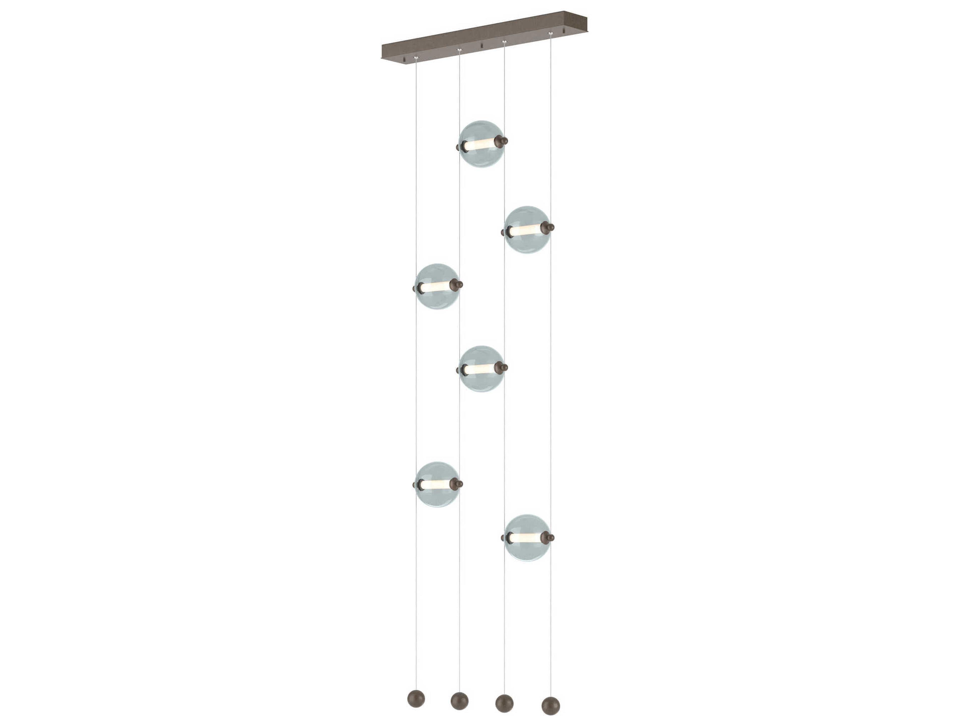 Hubbardton Forge Abacus 6-Light Glass LED Globe Linear Island Pendant