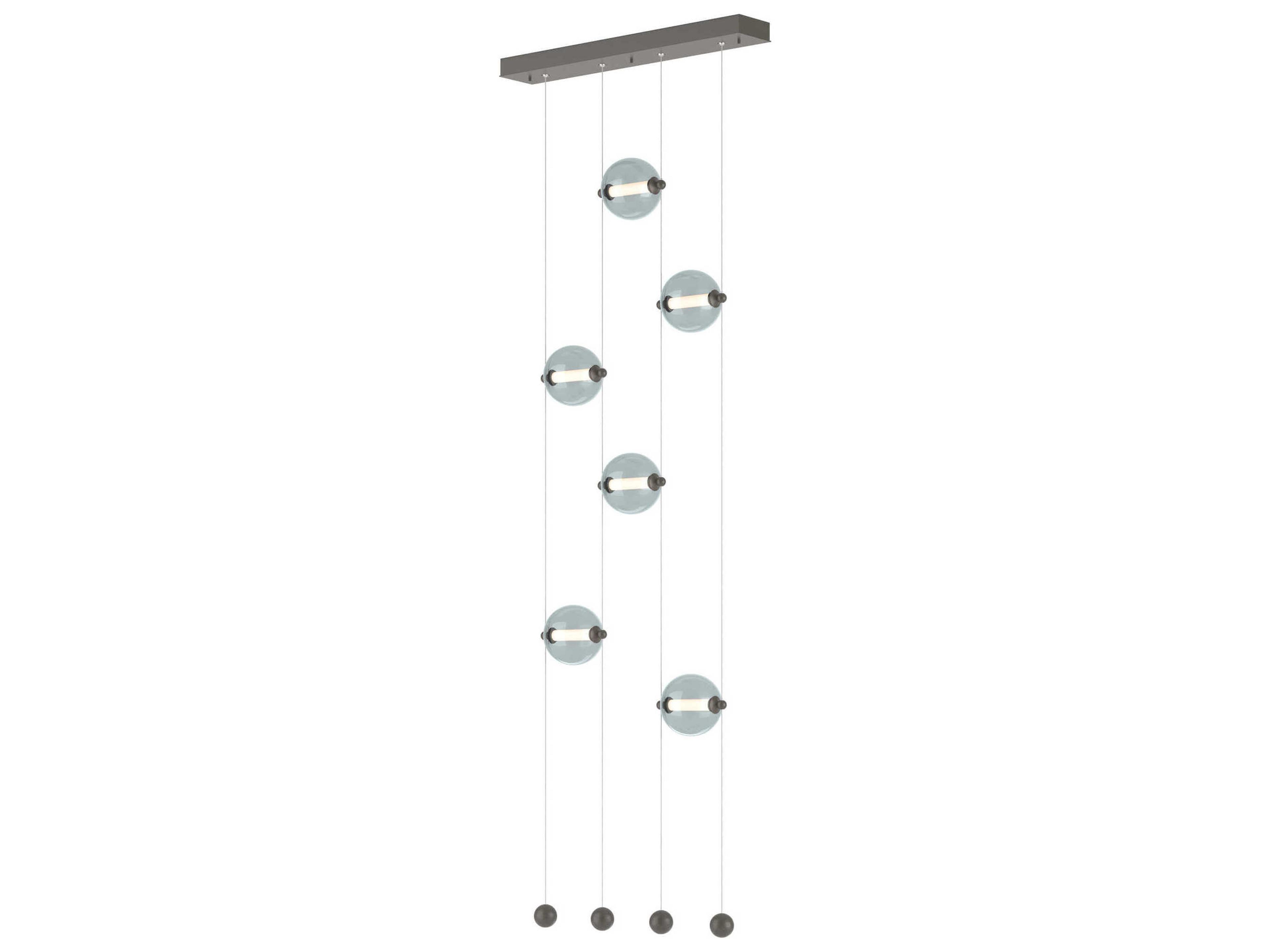 Hubbardton Forge Abacus 6-Light Glass LED Globe Linear Island Pendant