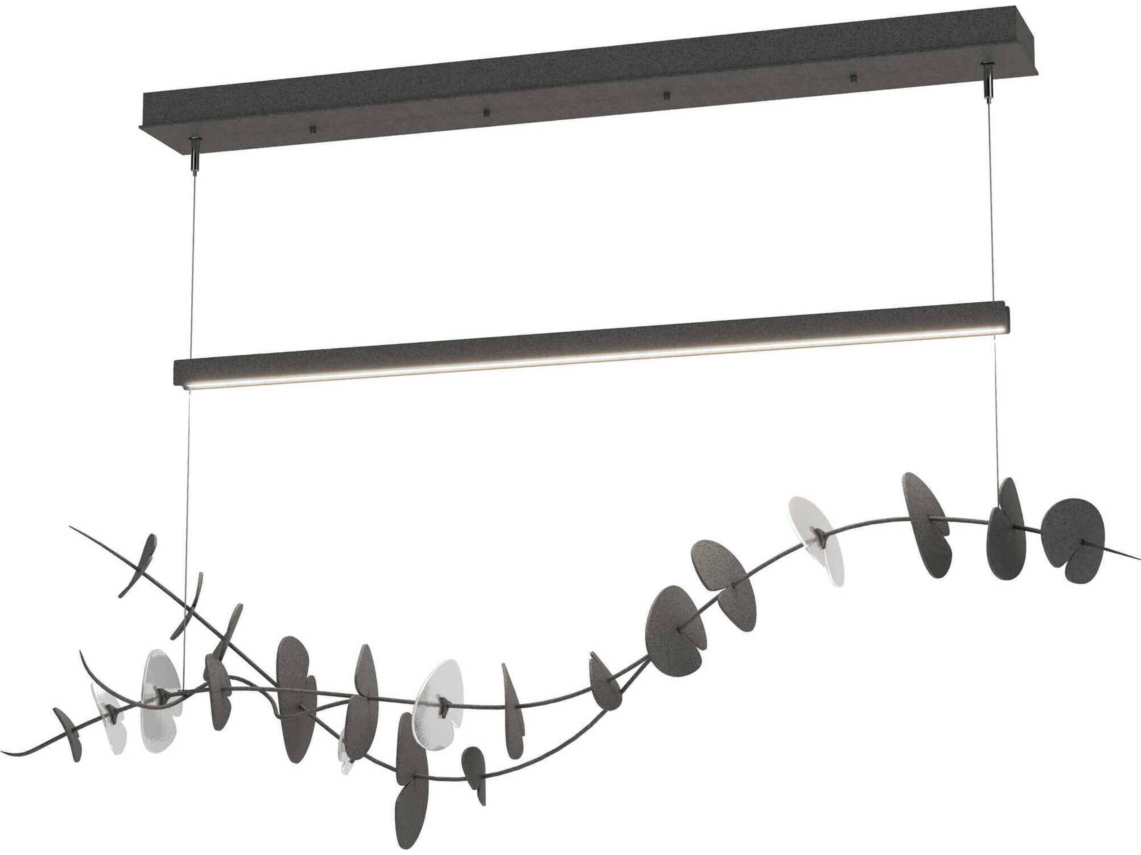 Hubbardton Forge Lily 1-Light Natural Iron Gray LED Linear Island Pendant