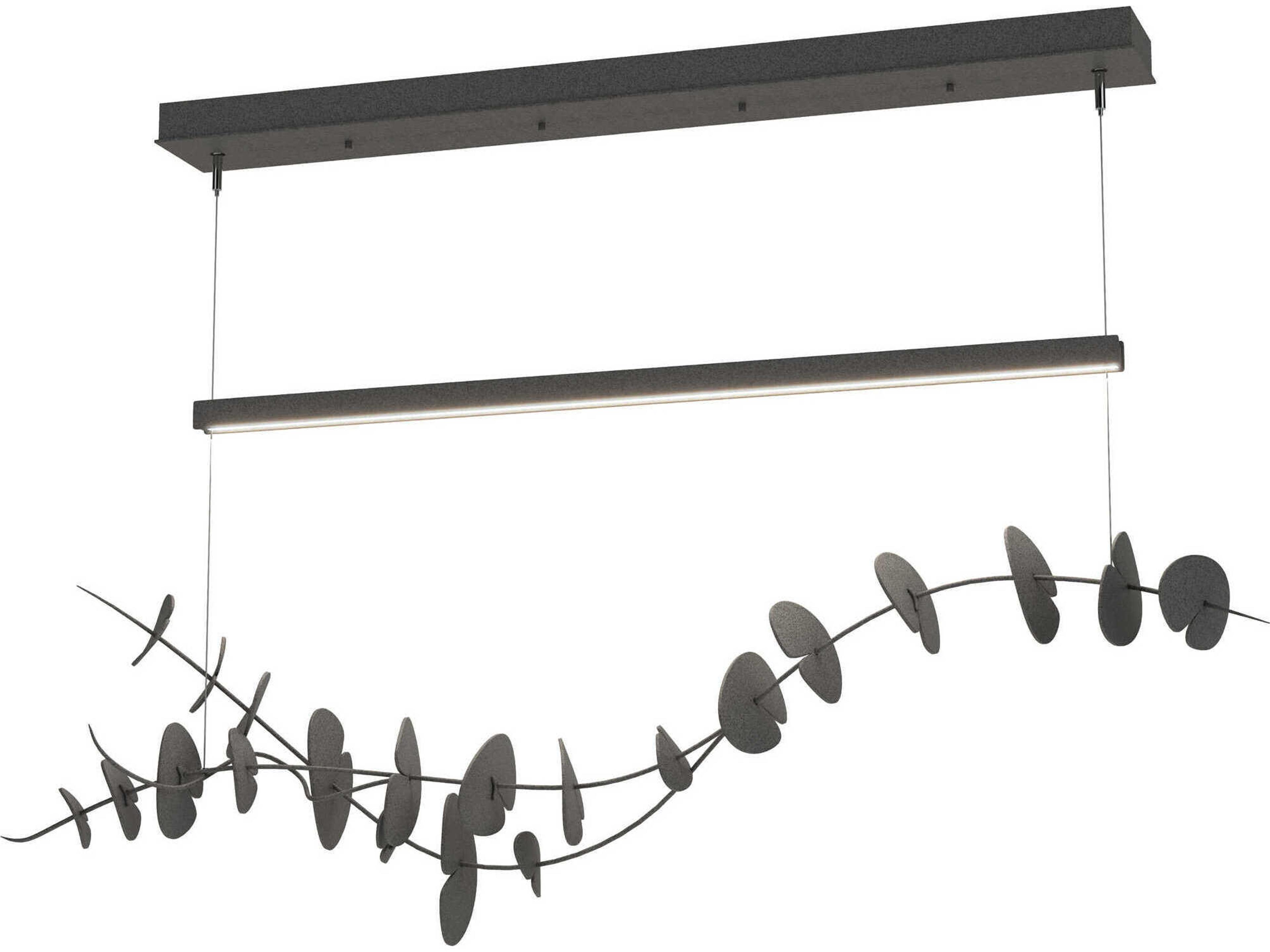 Hubbardton Forge Lily 1-Light Natural Iron Gray LED Linear Island Pendant