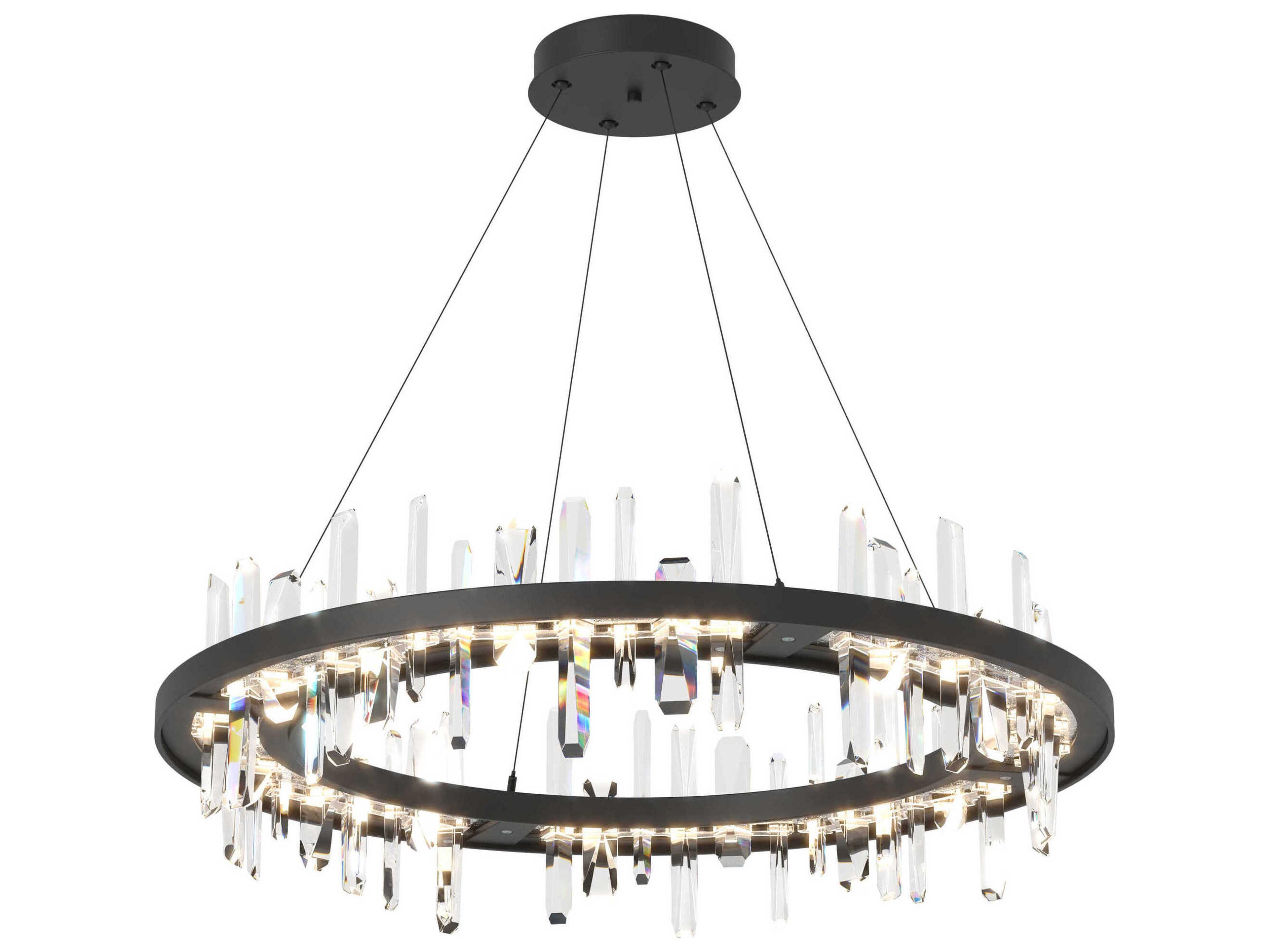 Hubbardton Forge Solitude 1-Light Crystal LED Geometric Round Pendant