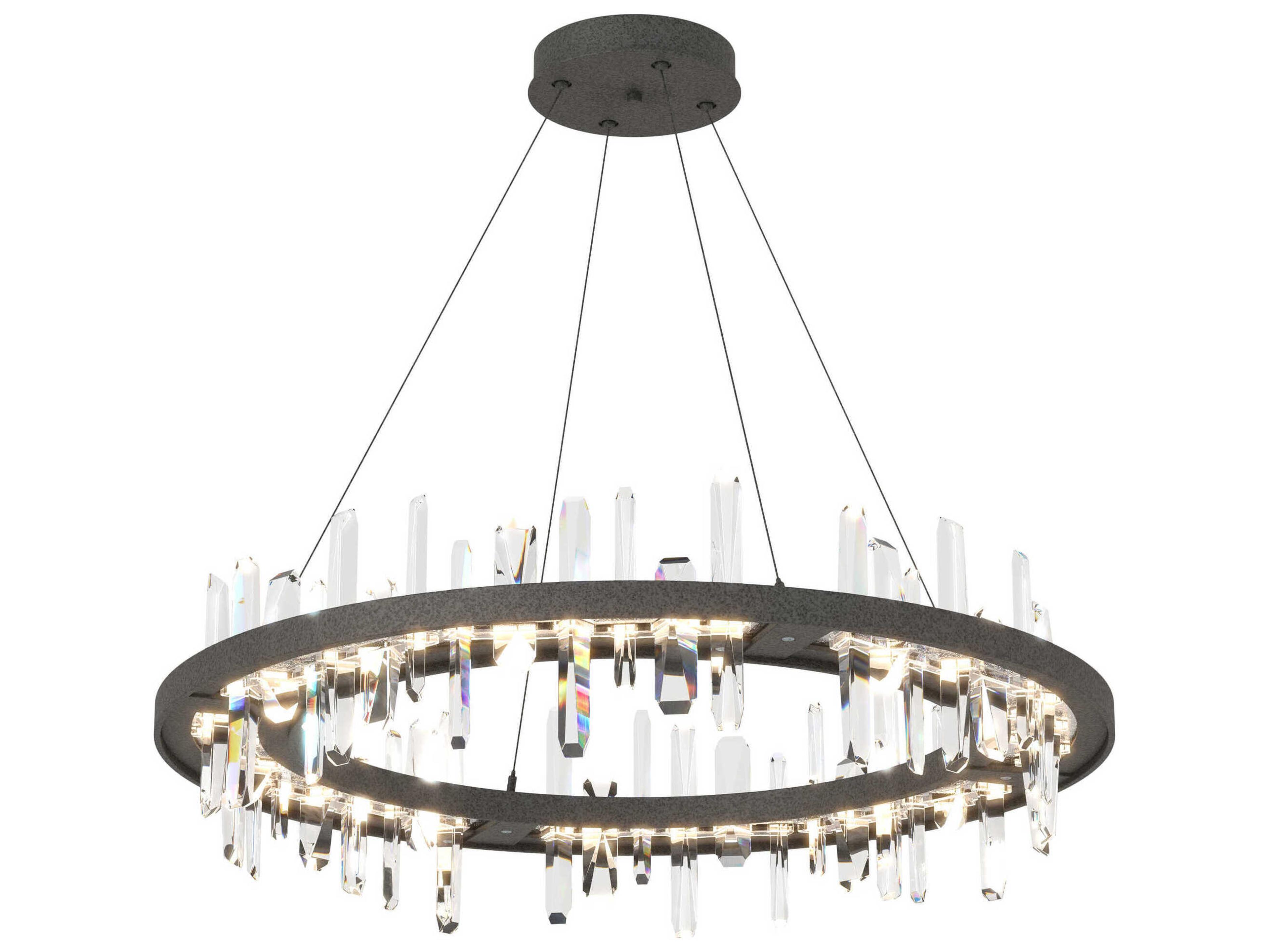 Hubbardton Forge Solitude 1-Light Crystal LED Geometric Round Pendant