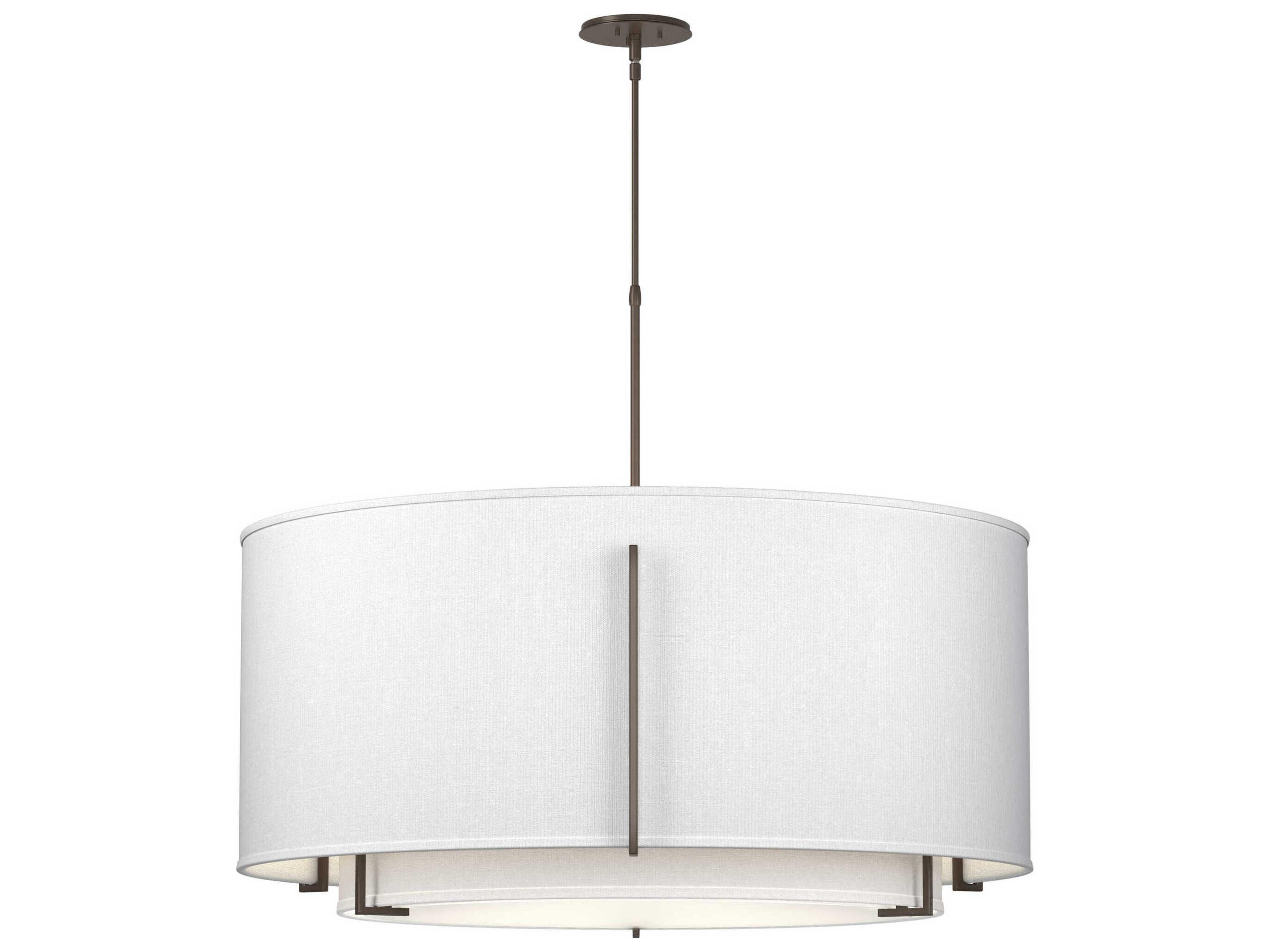 Hubbardton Forge Exos 3-Light Pewter Glass Drum Tiered Pendant
