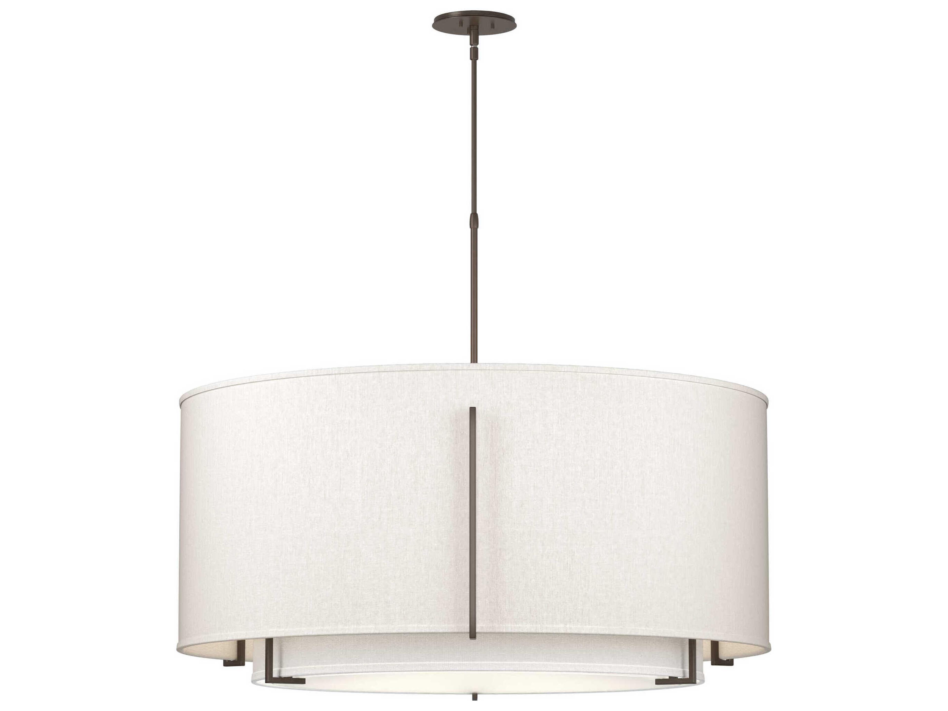 Hubbardton Forge Exos 3-Light Pewter Glass Drum Tiered Pendant