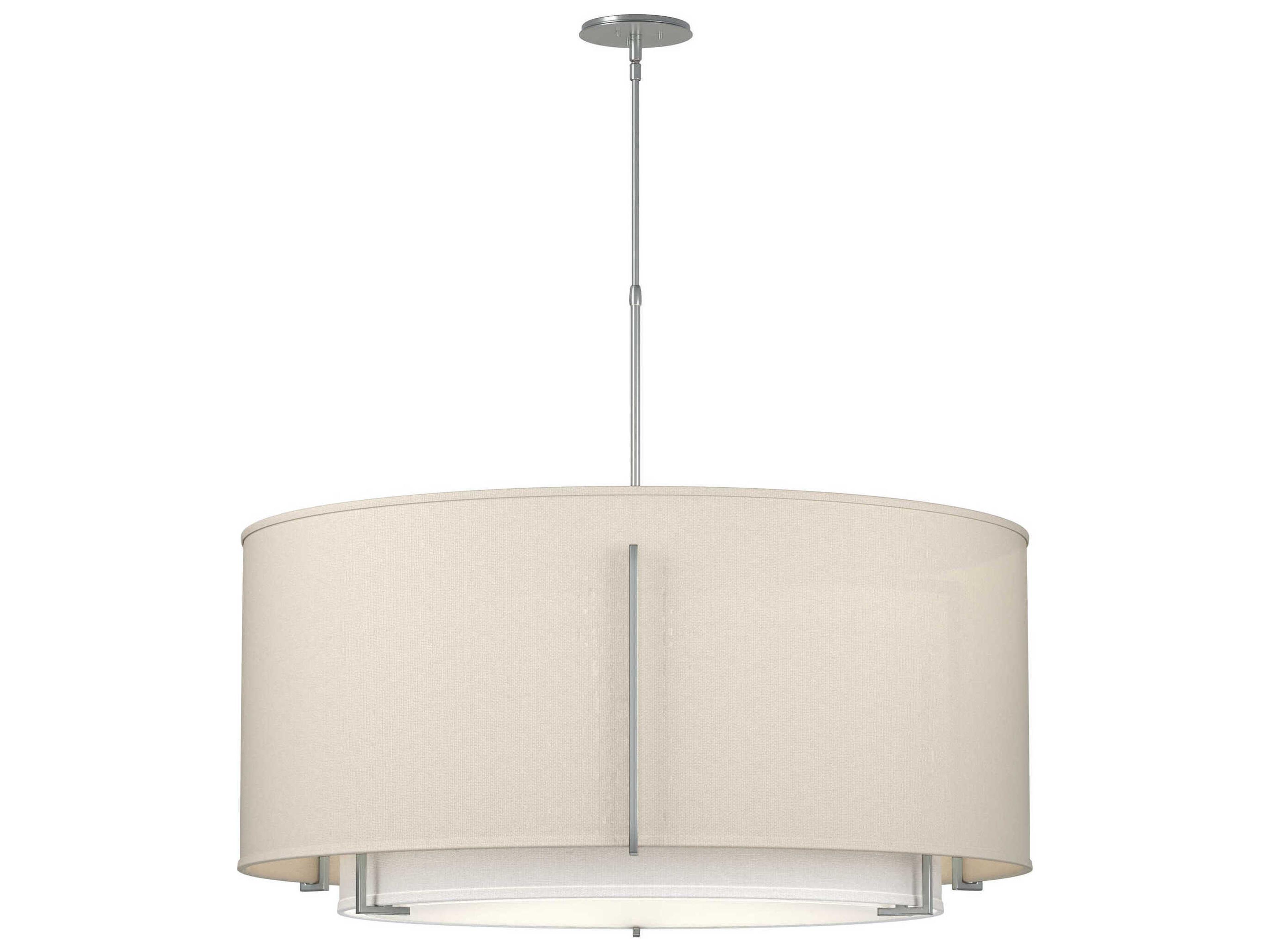 Hubbardton Forge Exos 3-Light Pewter Glass Drum Tiered Pendant