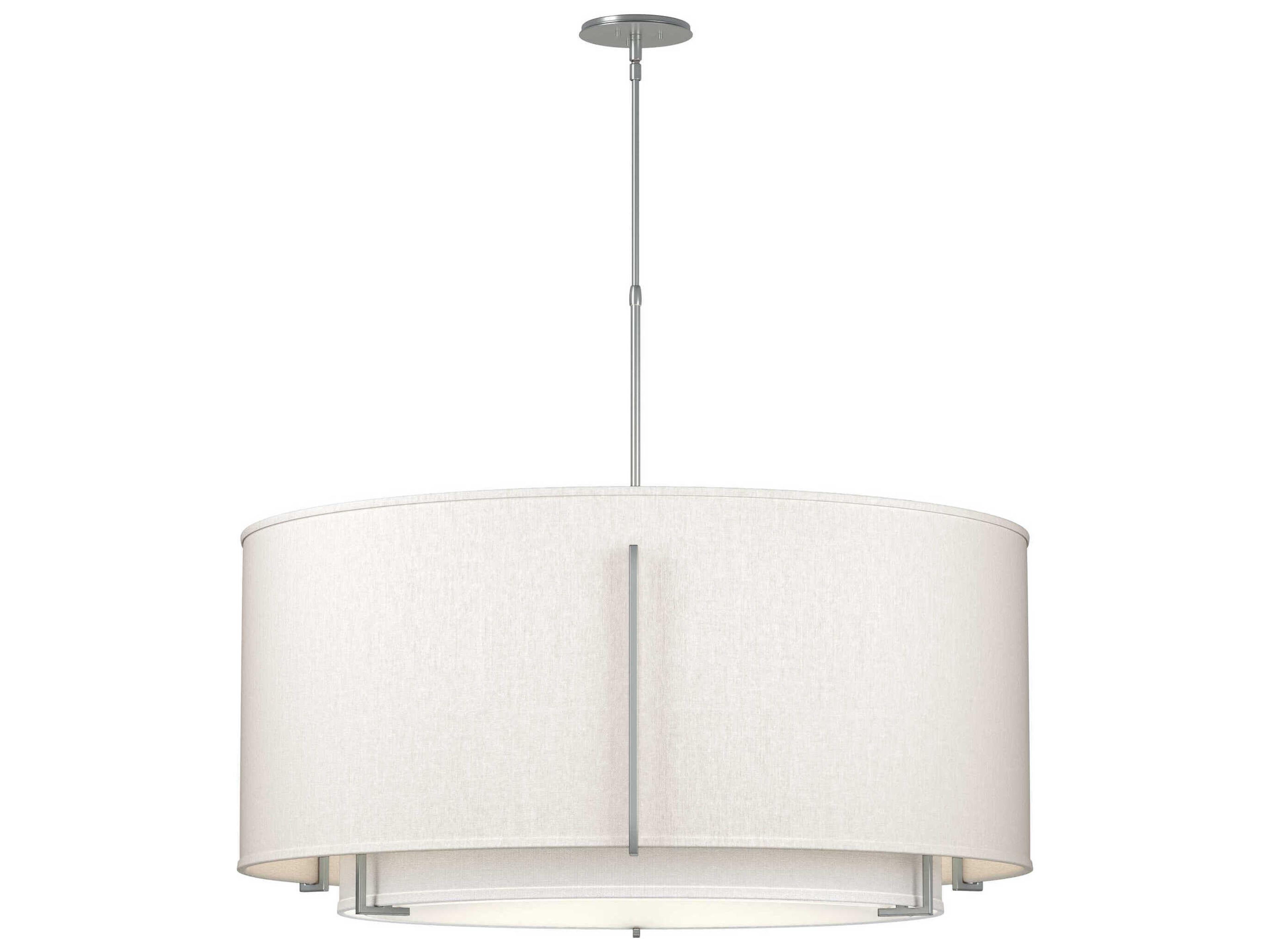 Hubbardton Forge Exos 3-Light Pewter Glass Drum Tiered Pendant