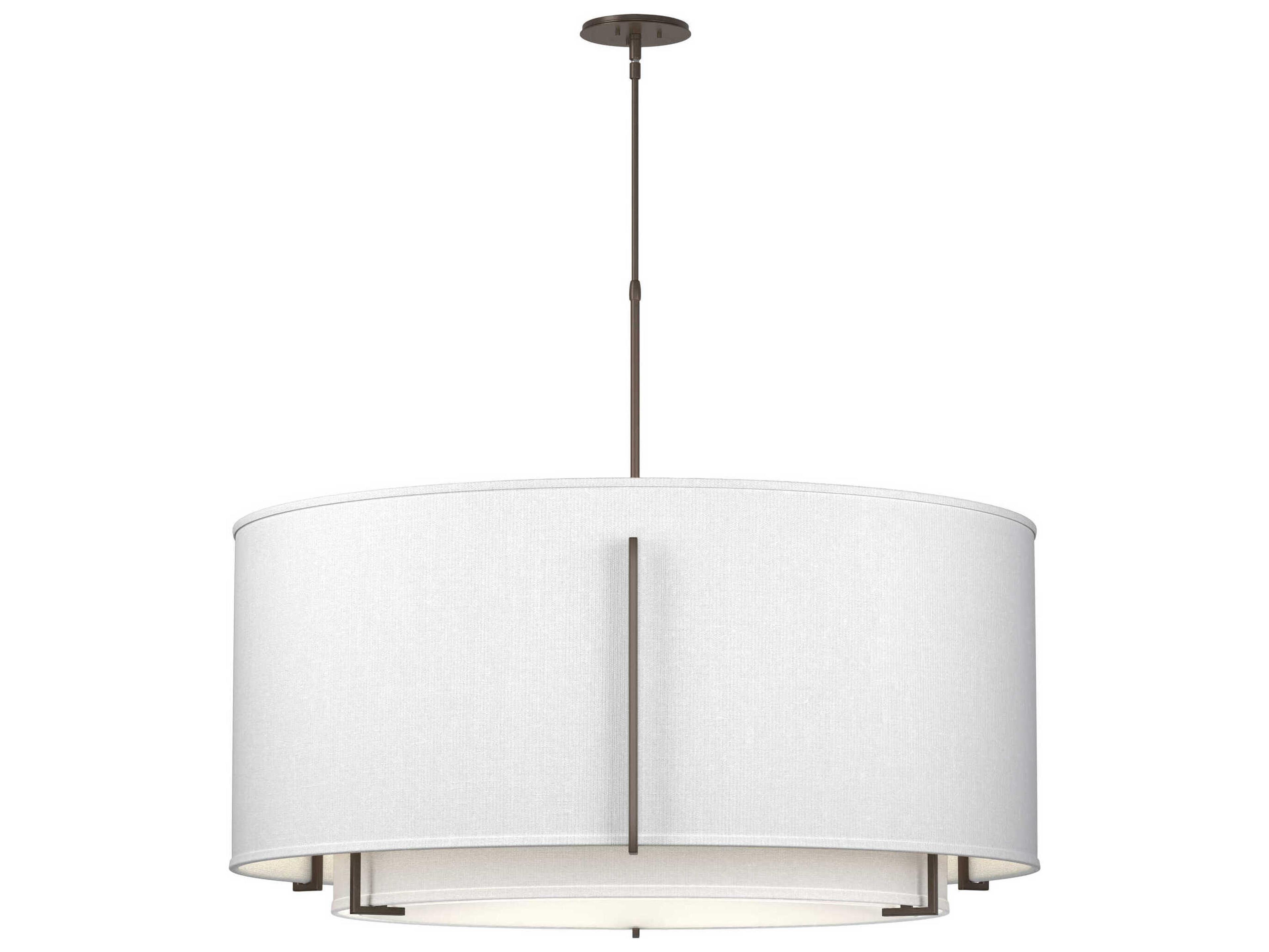 Hubbardton Forge Exos 6-Light Pewter Glass Drum Tiered Pendant