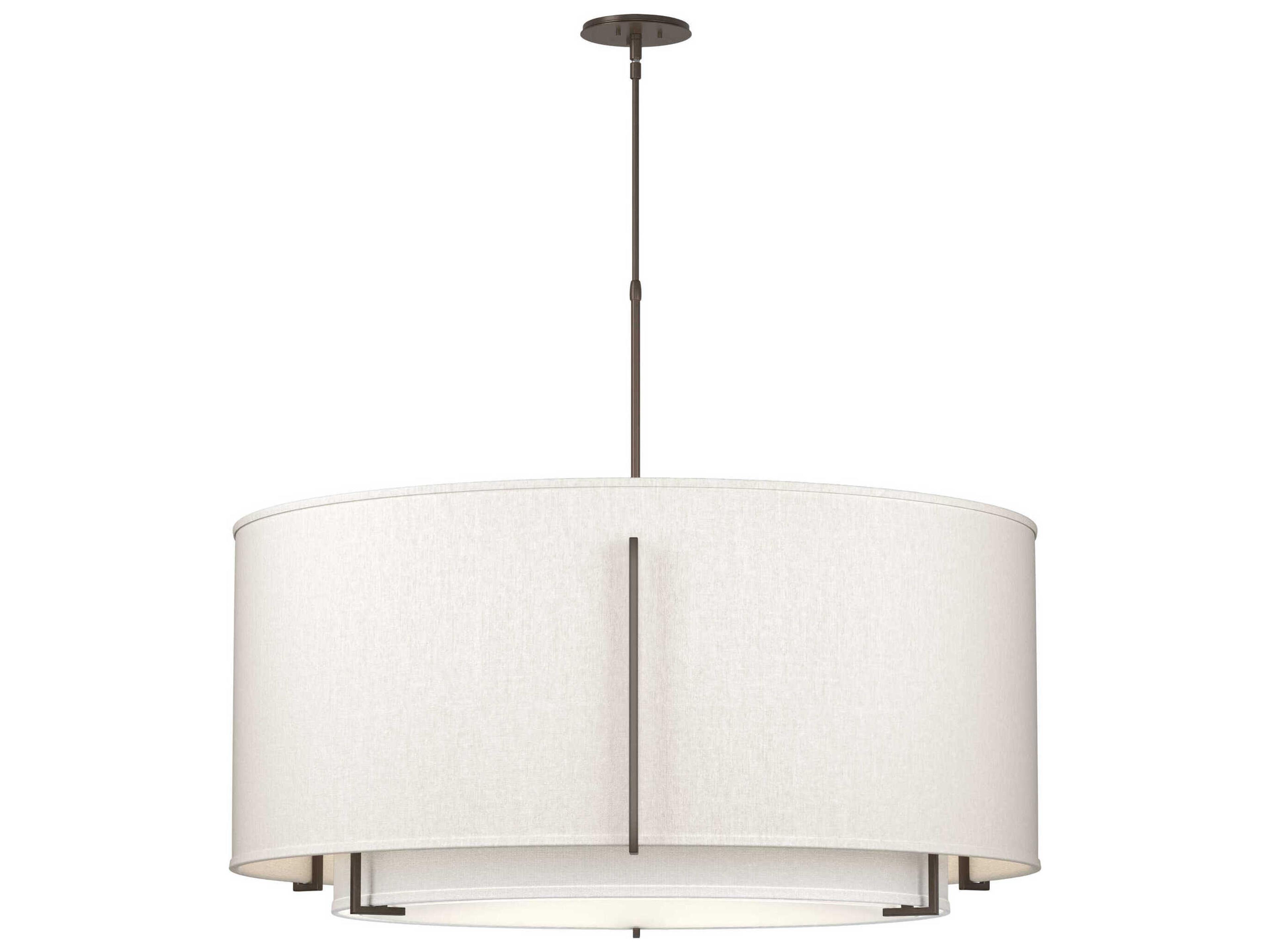 Hubbardton Forge Exos 6-Light Pewter Glass Drum Tiered Pendant