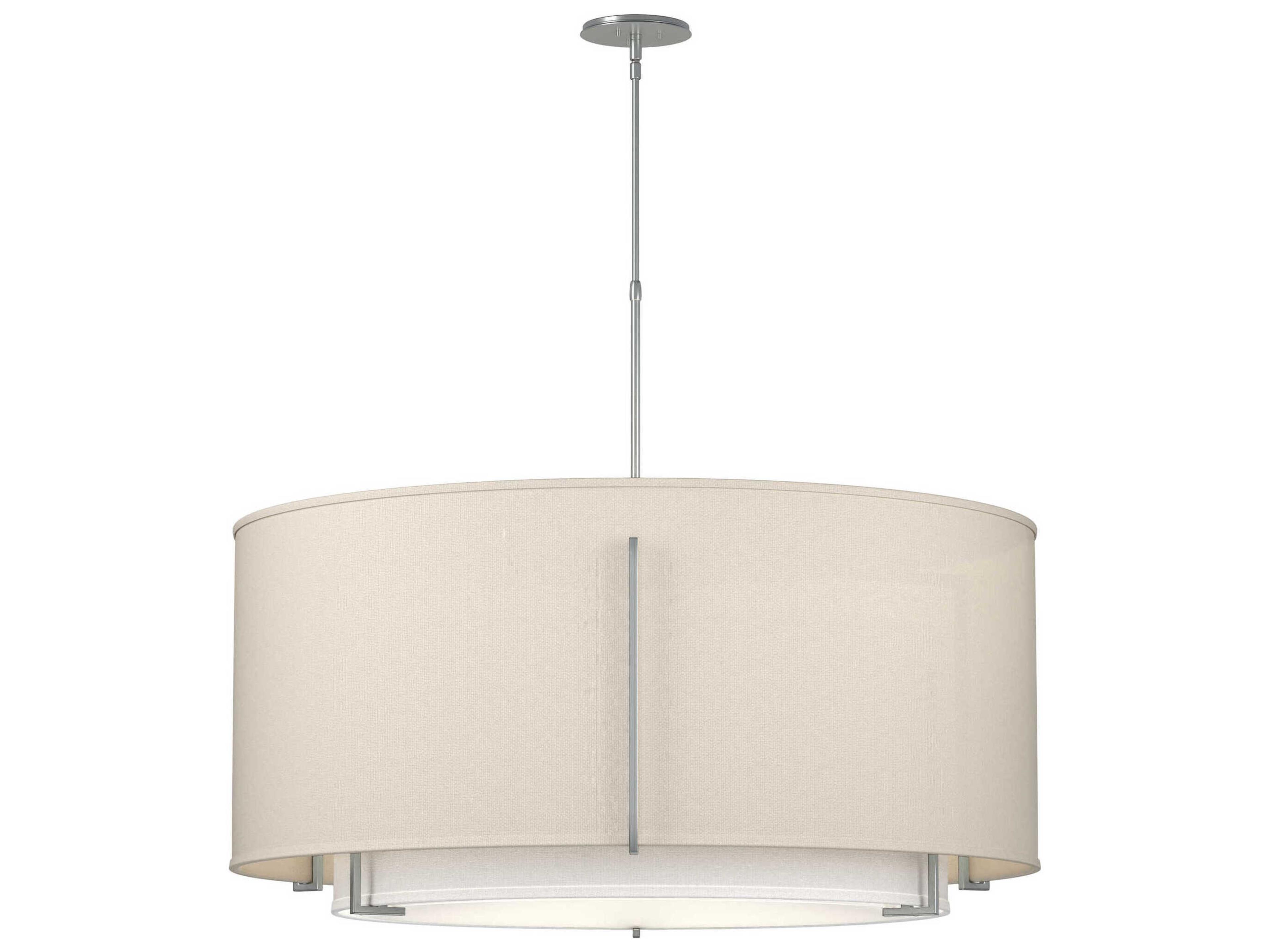 Hubbardton Forge Exos 6-Light Pewter Glass Drum Tiered Pendant