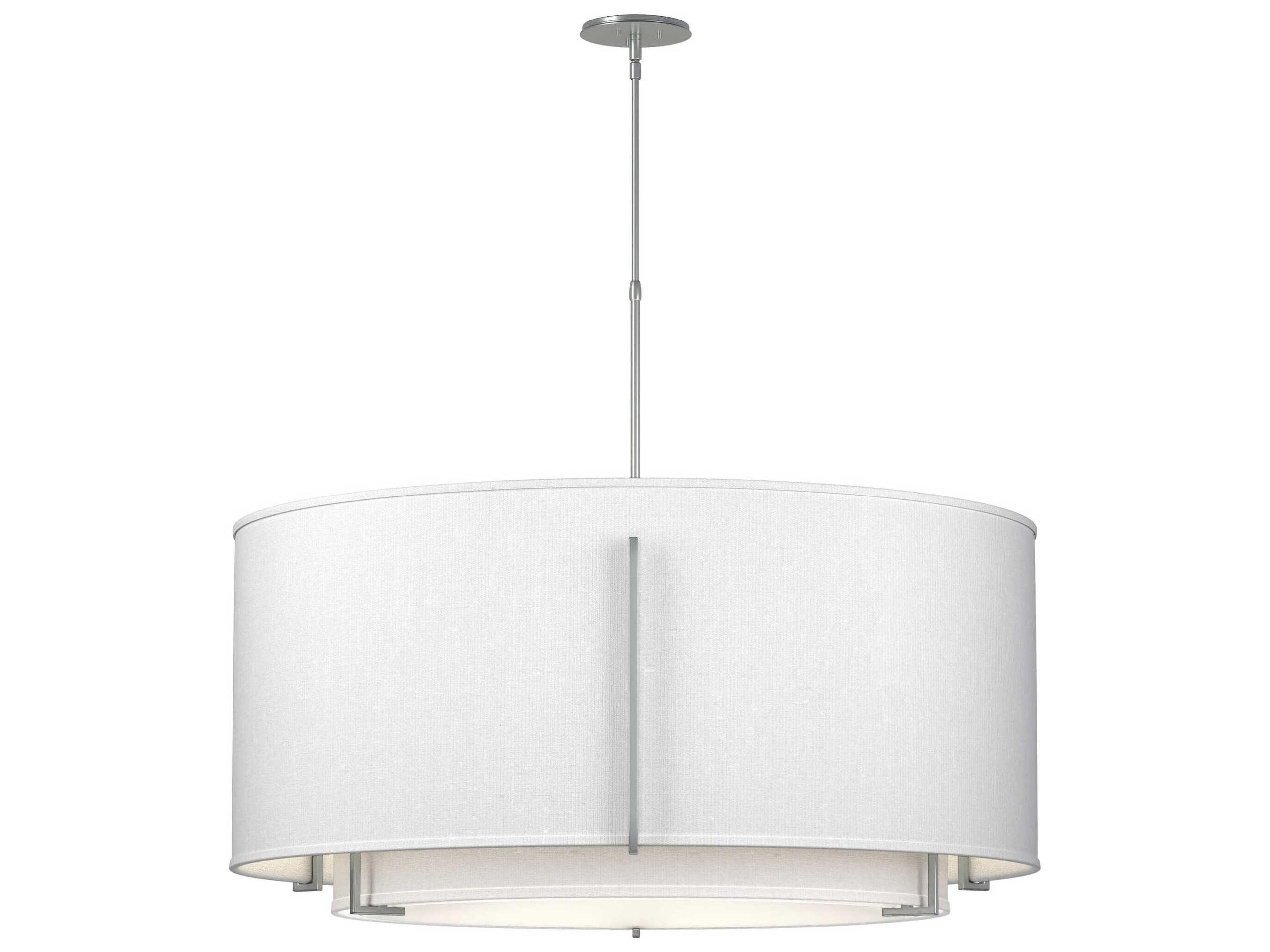 Hubbardton Forge Exos 6-Light Pewter Glass Drum Tiered Pendant