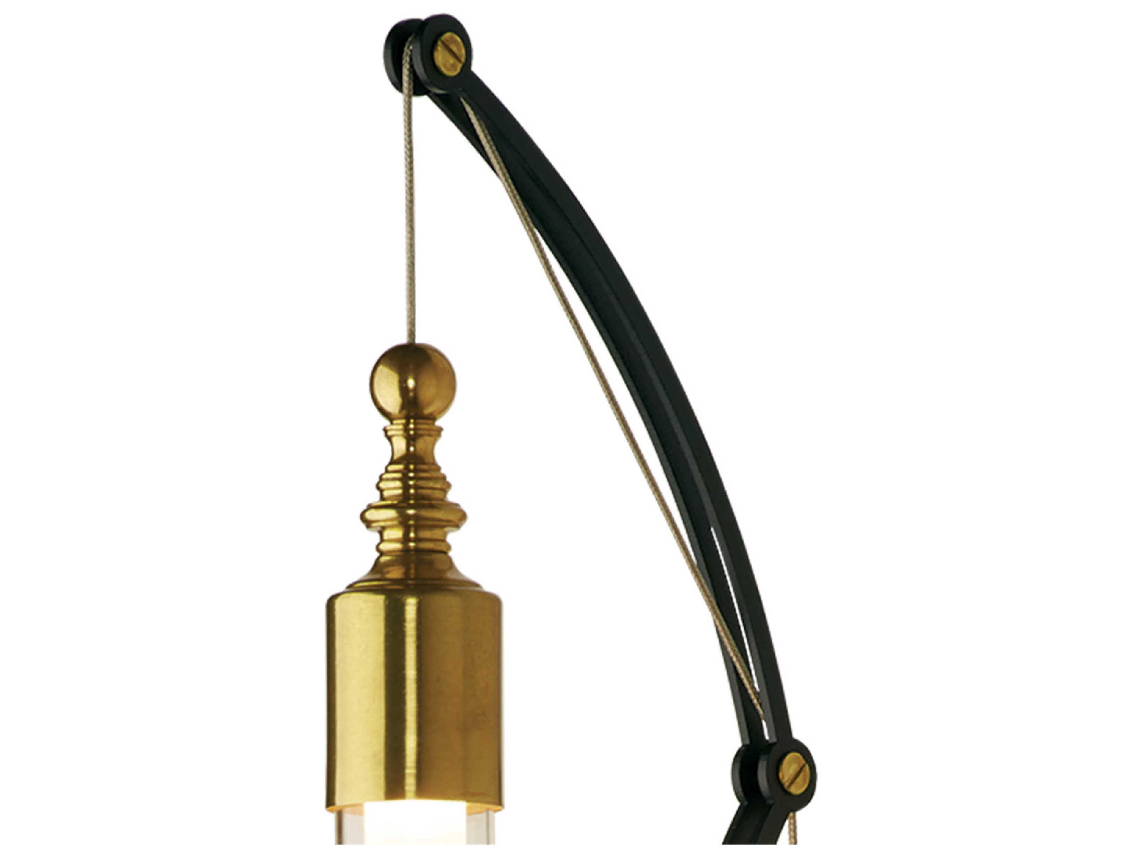 Hubbardton Forge Otto 2-Light Brass Black Glass Wall Sconce