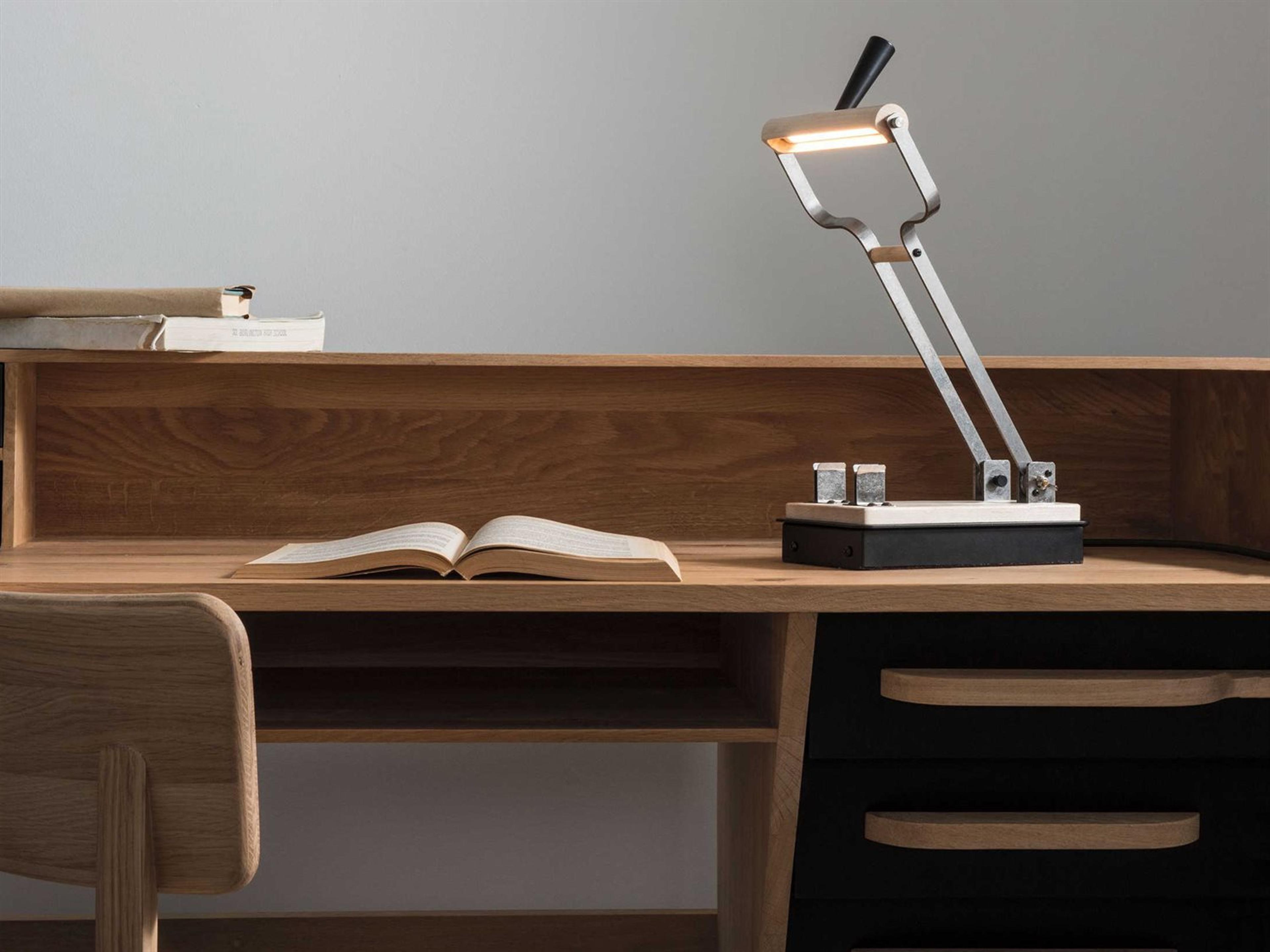 Hubbardton Forge Old Sparky LED Black Maple Wood Desk Lamp