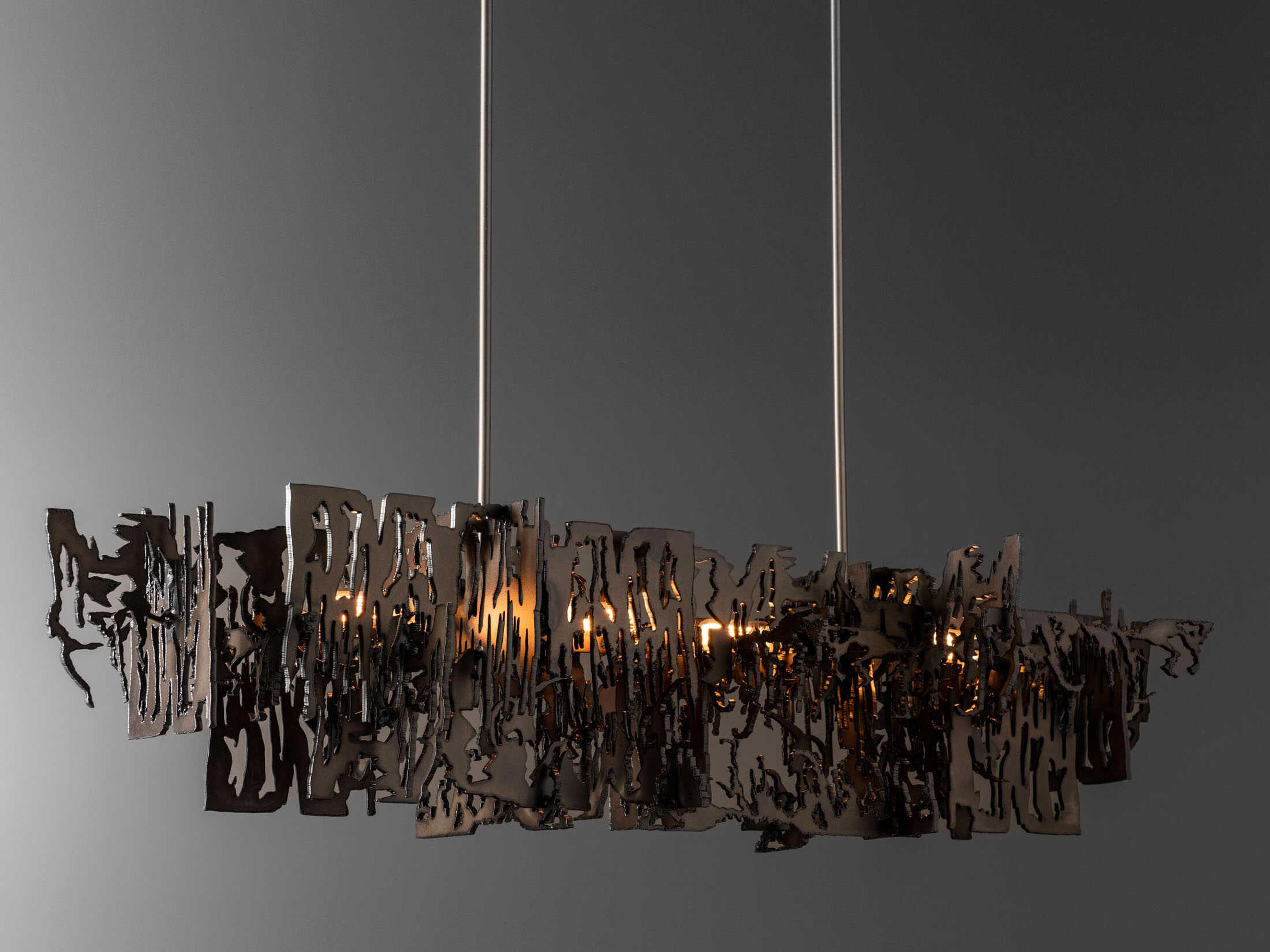 Hubbardton Forge Art + Alchemy Brutus 4-Light Linear Island Pendant