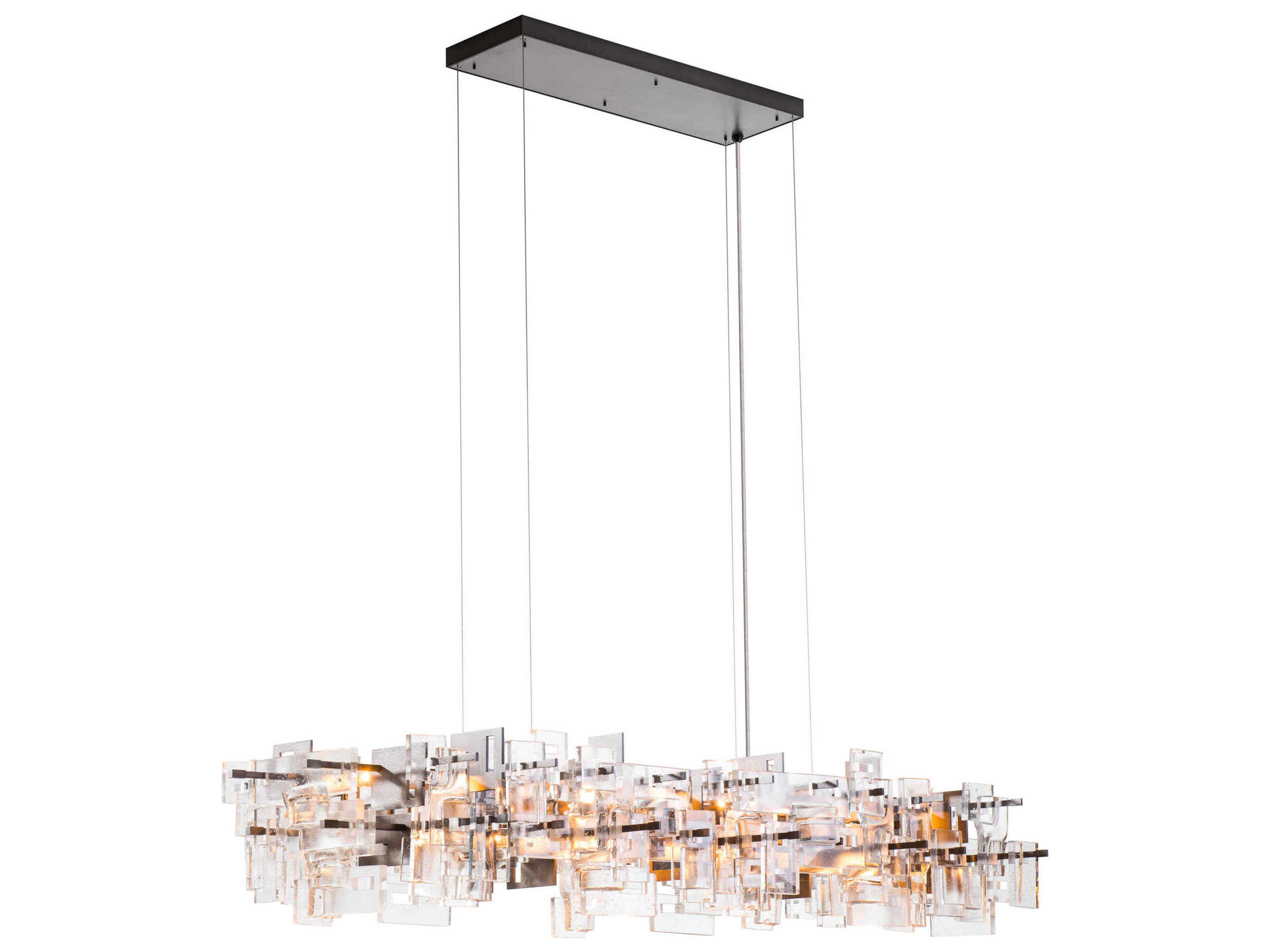 Hubbardton Forge Art + Alchemy Fusion 16-Light Geometric Linear Island Pendant