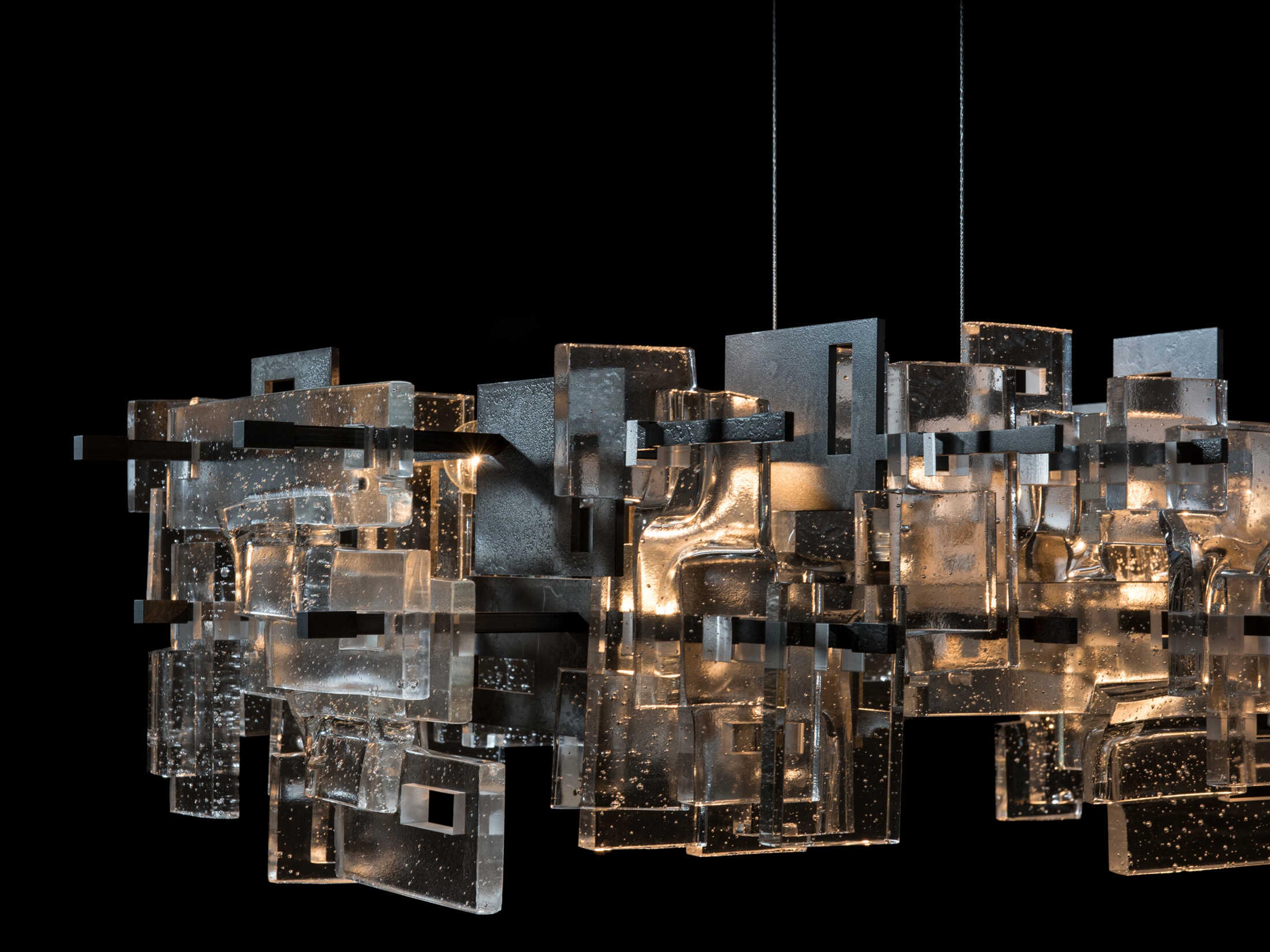 Hubbardton Forge Art + Alchemy Fusion 16-Light Geometric Linear Island Pendant