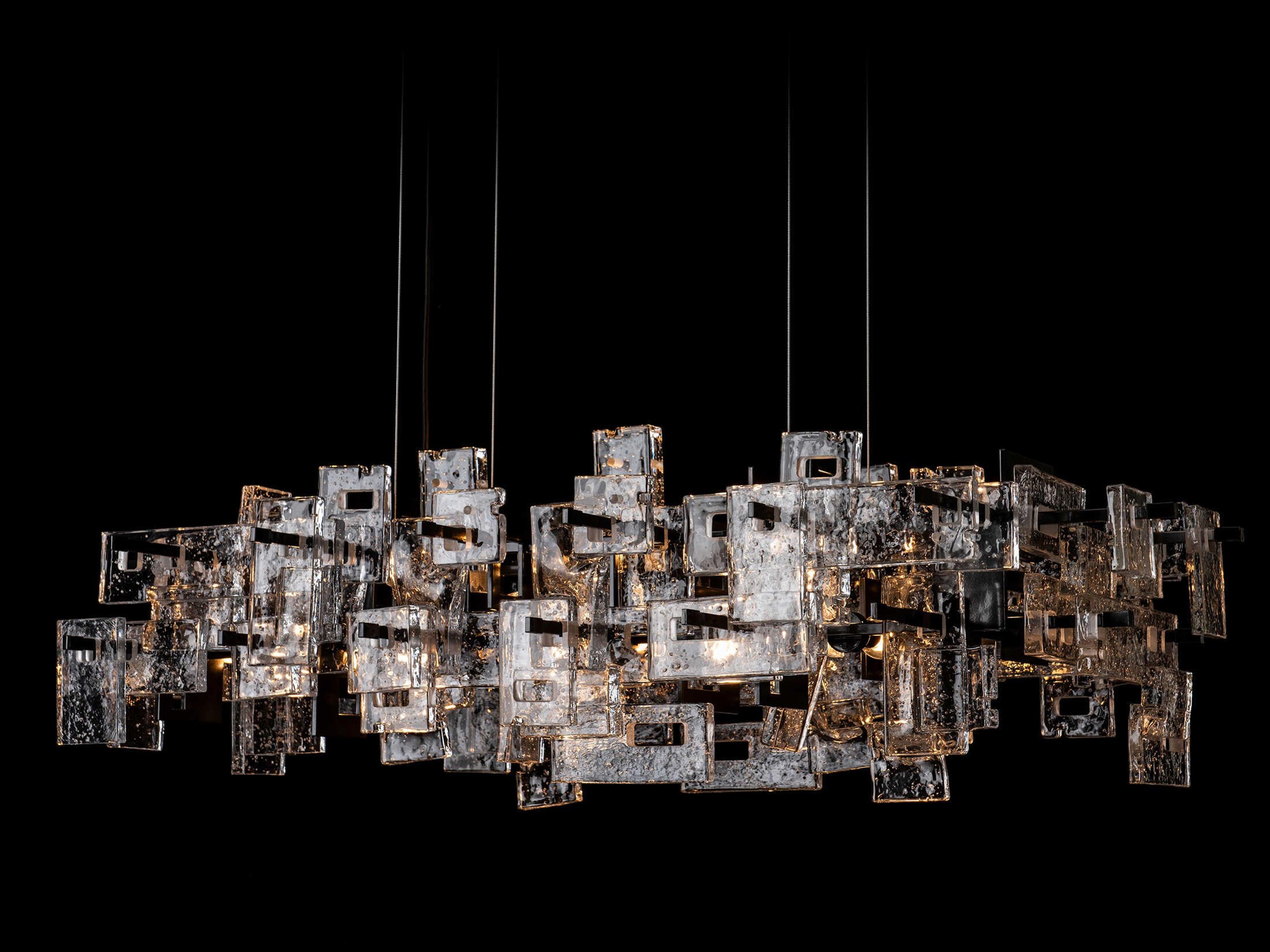 Hubbardton Forge Art + Alchemy Fusion 10-Light Geometric Linear Island Pendant