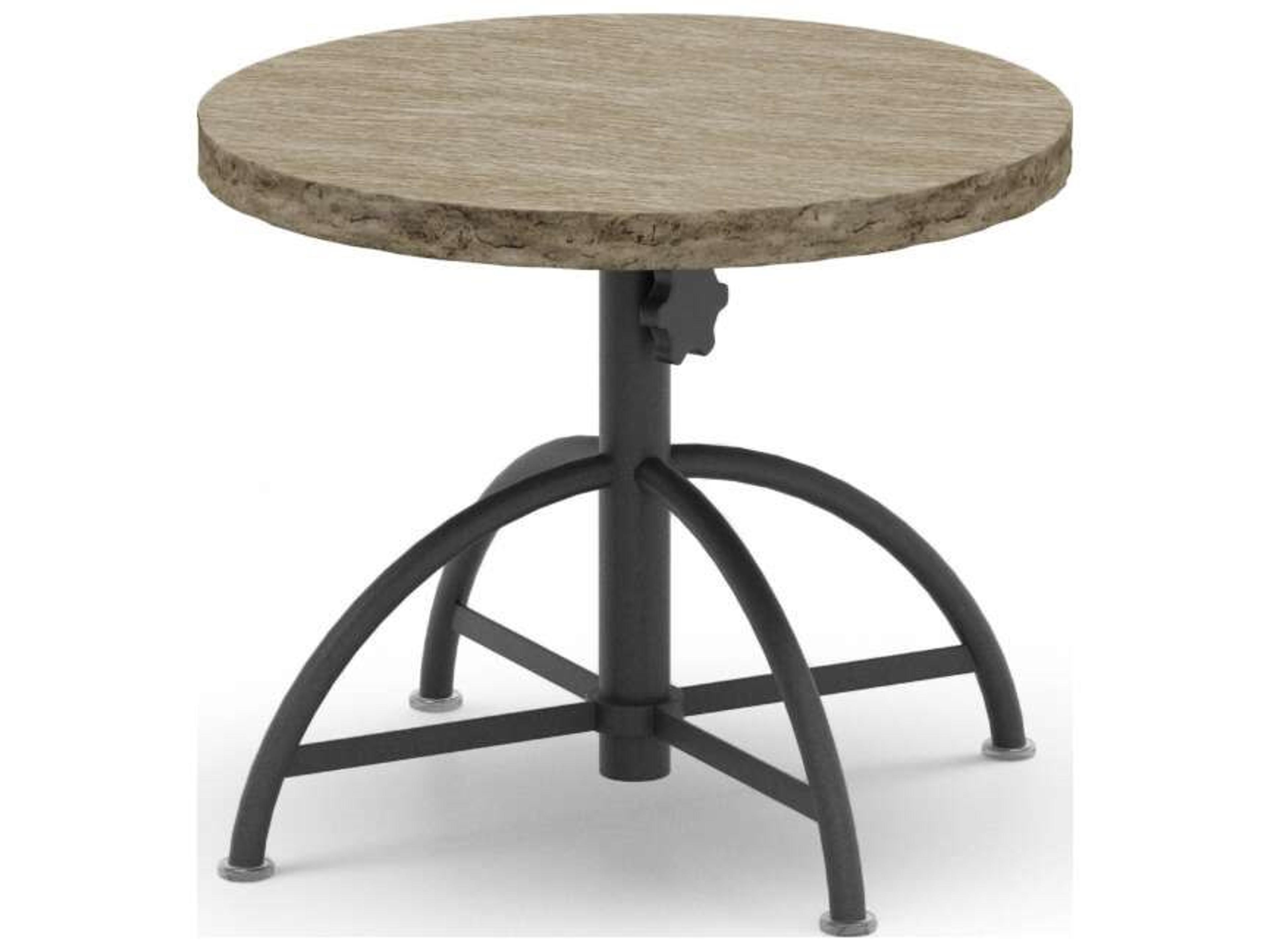 Slate Natural Series Aluminum 30" Round Adjustable End Table