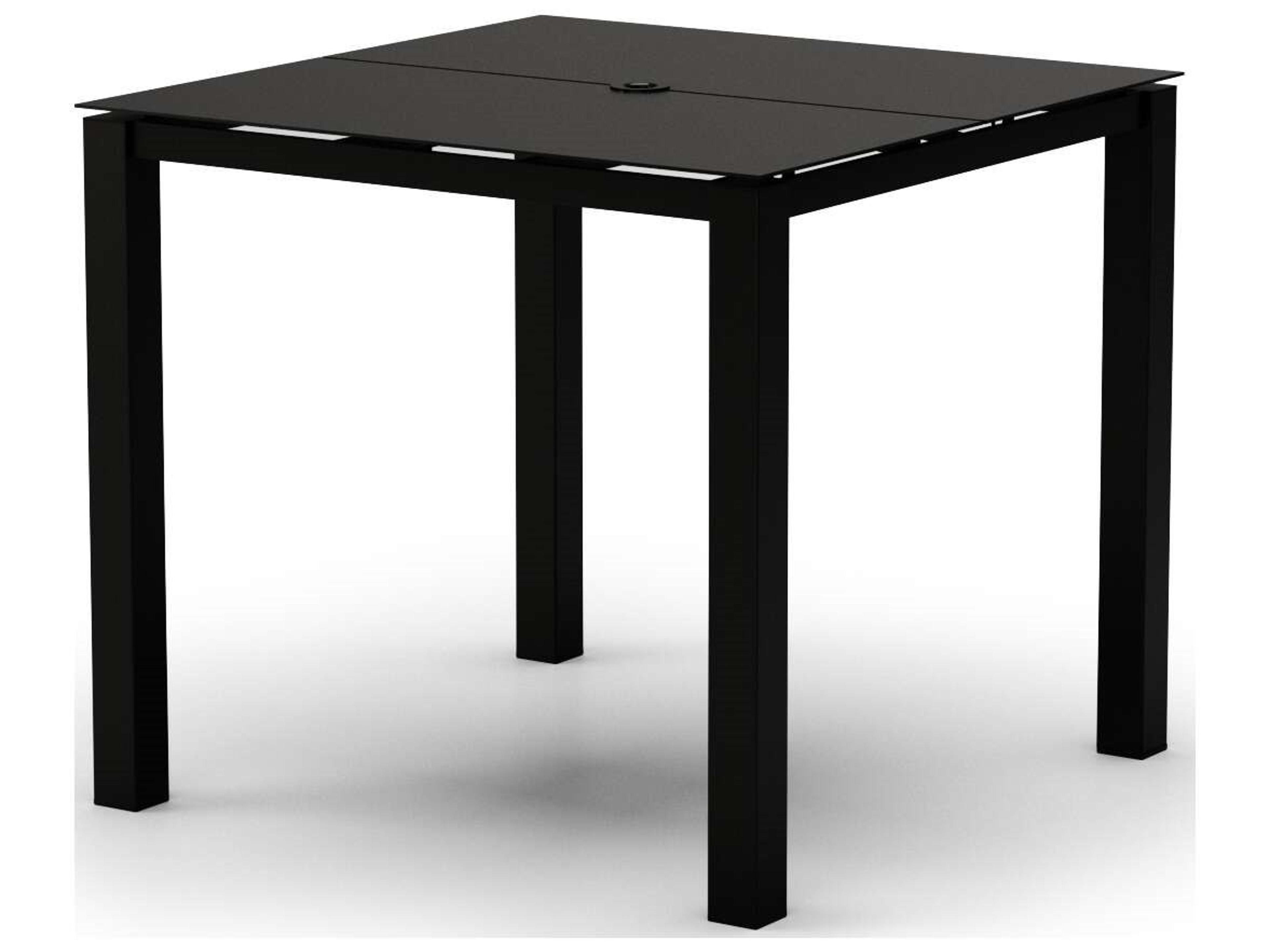 Mode Aluminum Square Patio Bar Table with Umbrella Hole