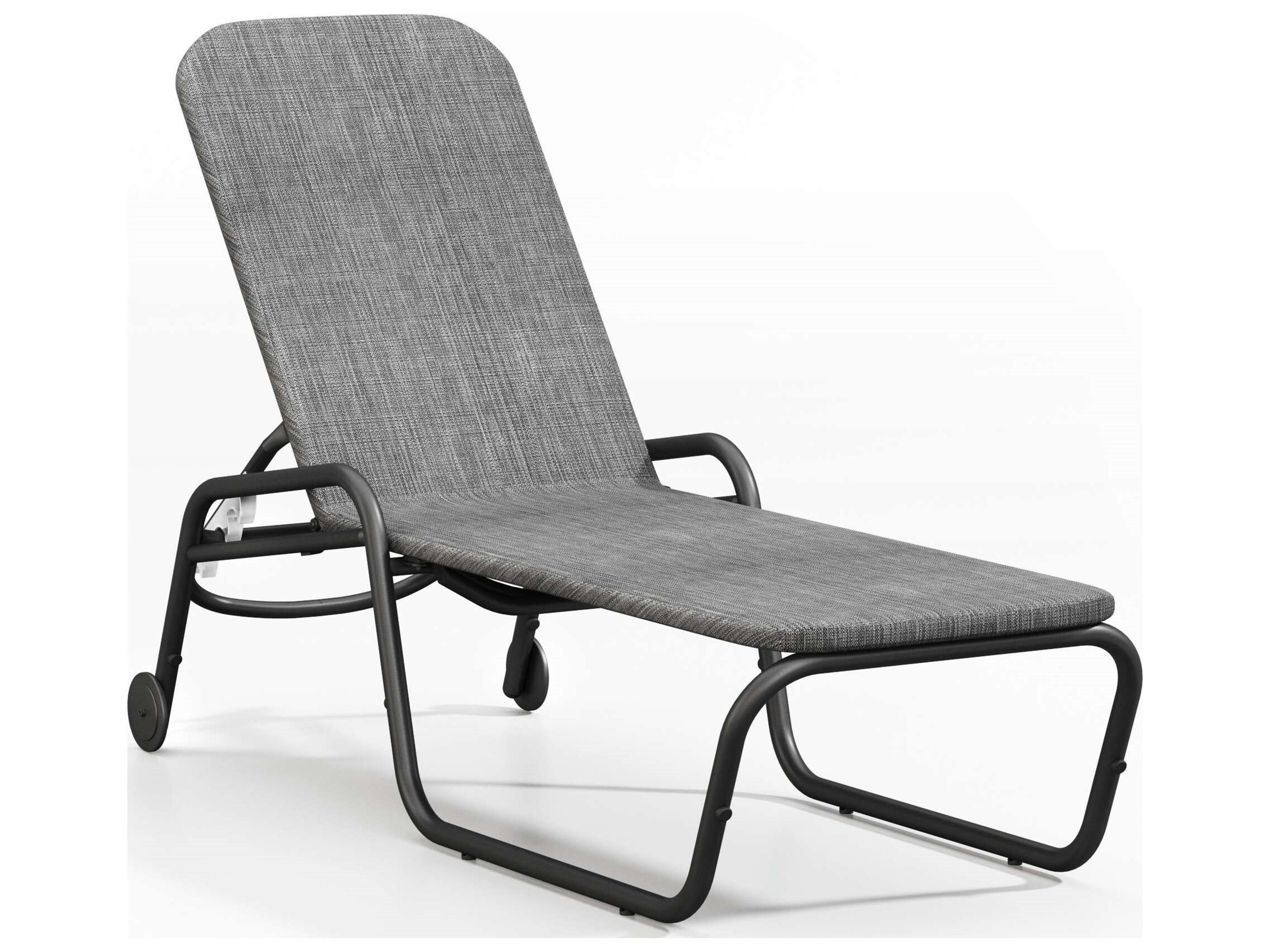 Homecrest Infiniti Air Sensation Sling Aluminum Stackable Adjustable Chaise Lounge with Wheels
