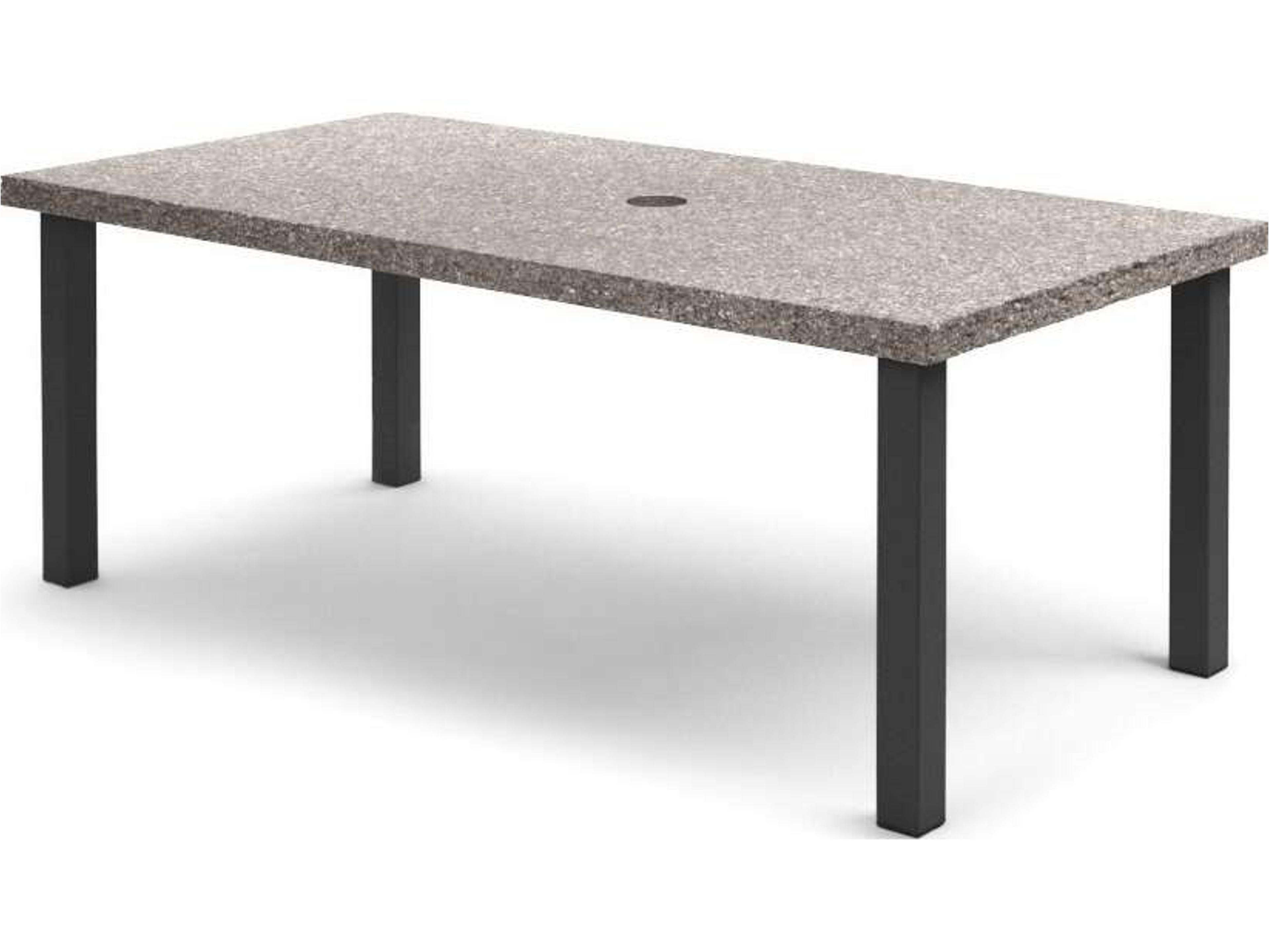 Shadow Rock Aluminum Rectangular Outdoor Patio Dining Table with Umbrella Hole