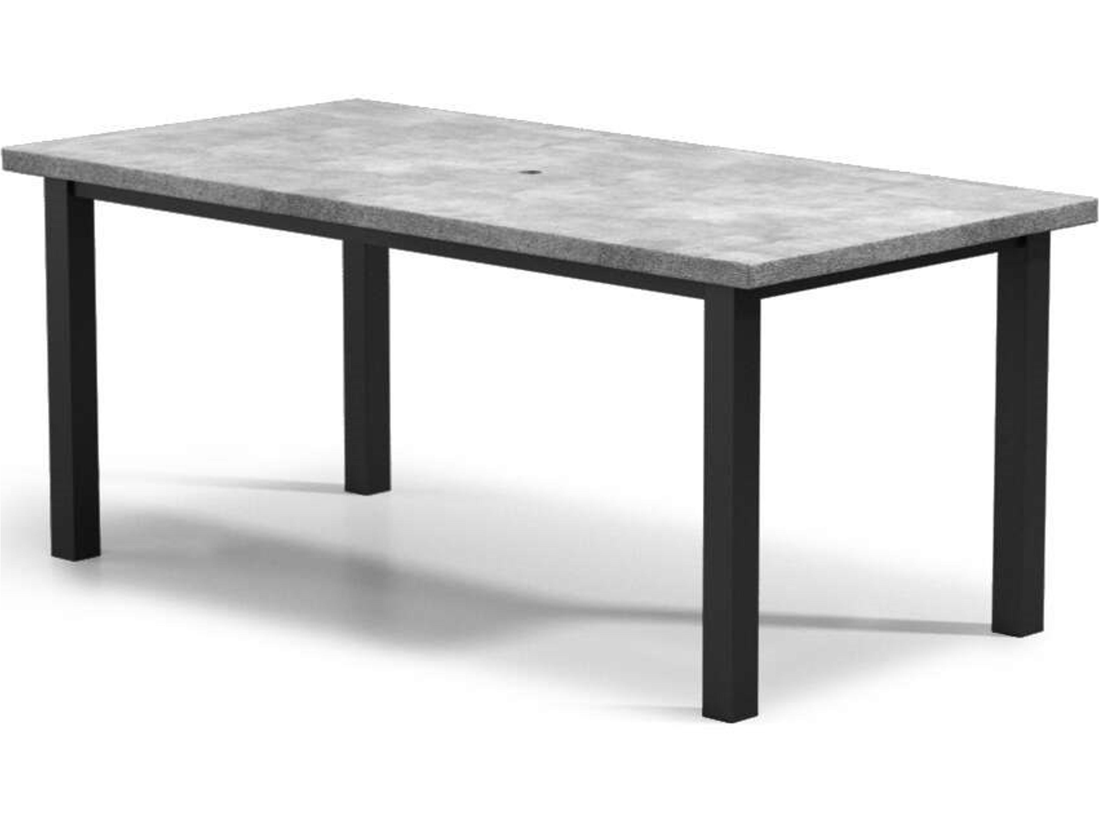 Concrete Aluminum Rectangular Patio Counter Table with Umbrella Hole