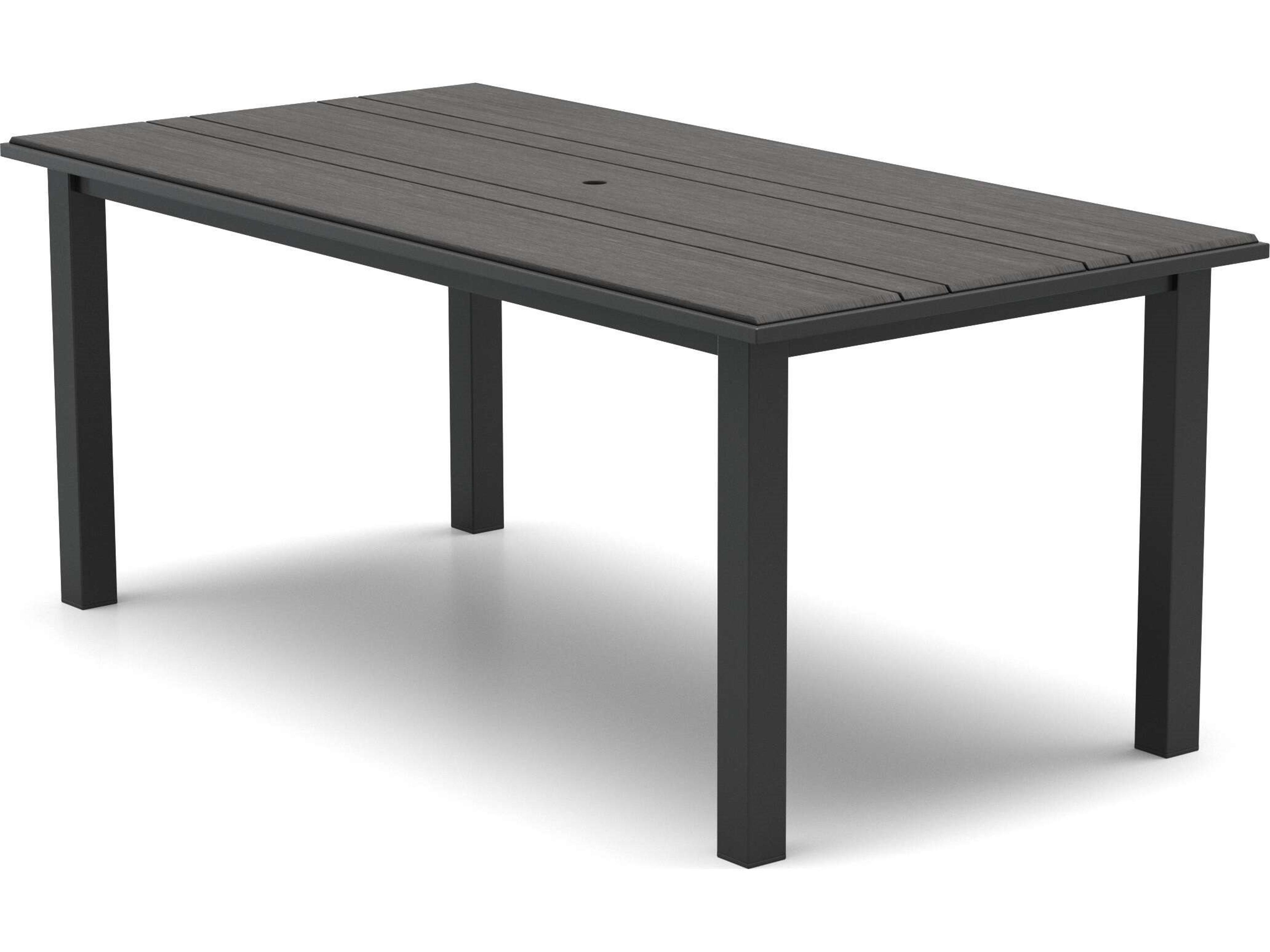 Medley 84" x 42" Rectangular Balcony Table with Umbrella Hole with Post Base